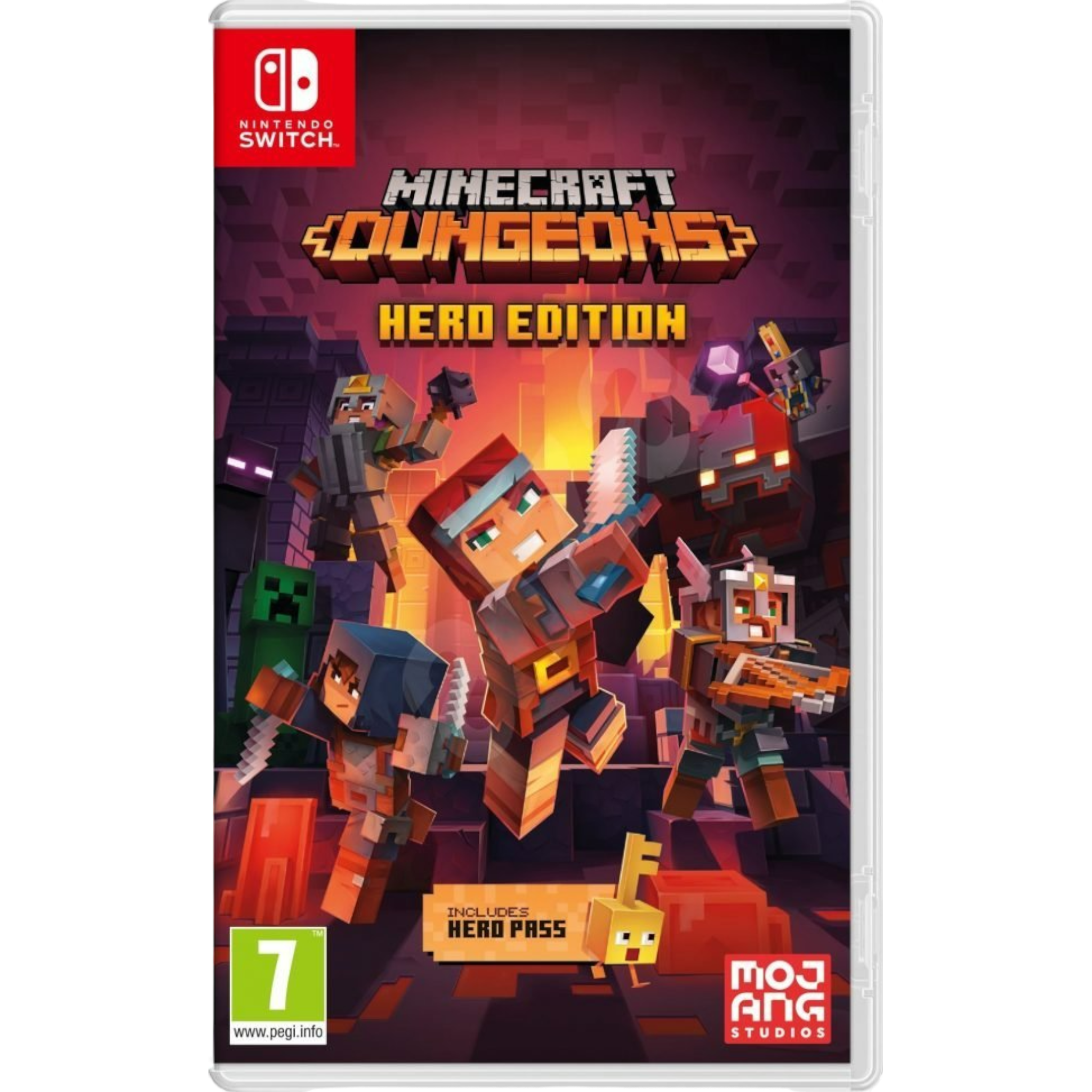 Nintendo Switch OLED Console White with Sandisk 128GB MicroSD Card, Minecraft Dungeons Hero Edition and Screen Cleaning Cloth - Pro-Distributing