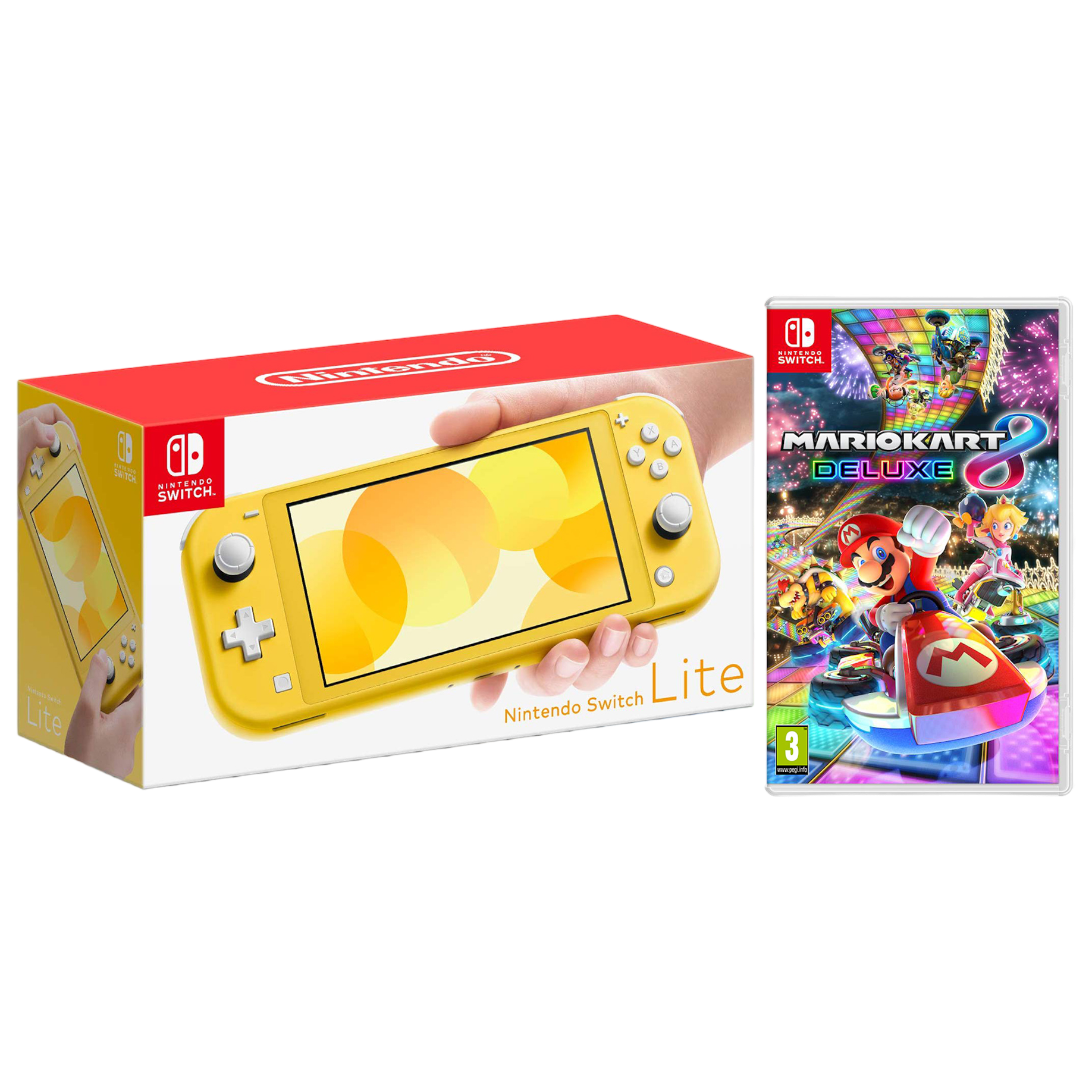 Nintendo Switch Lite 32GB Yellow and Mario Kart 8 Bundle