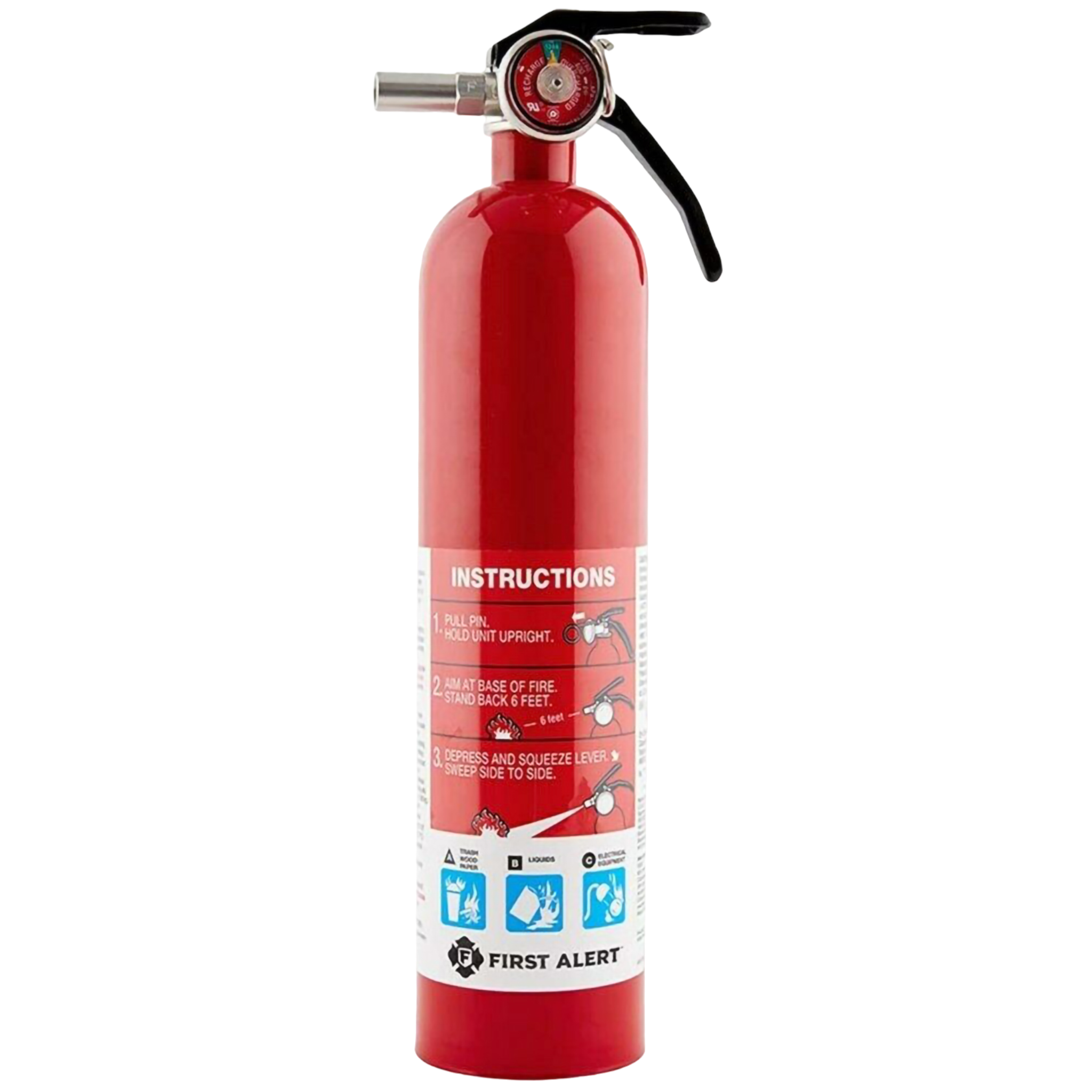 First Alert Rechargeable Home Fire Extinguisher UL Rated 1-A, 10-B:C (Red) - HOME1 - Pro-Distributing