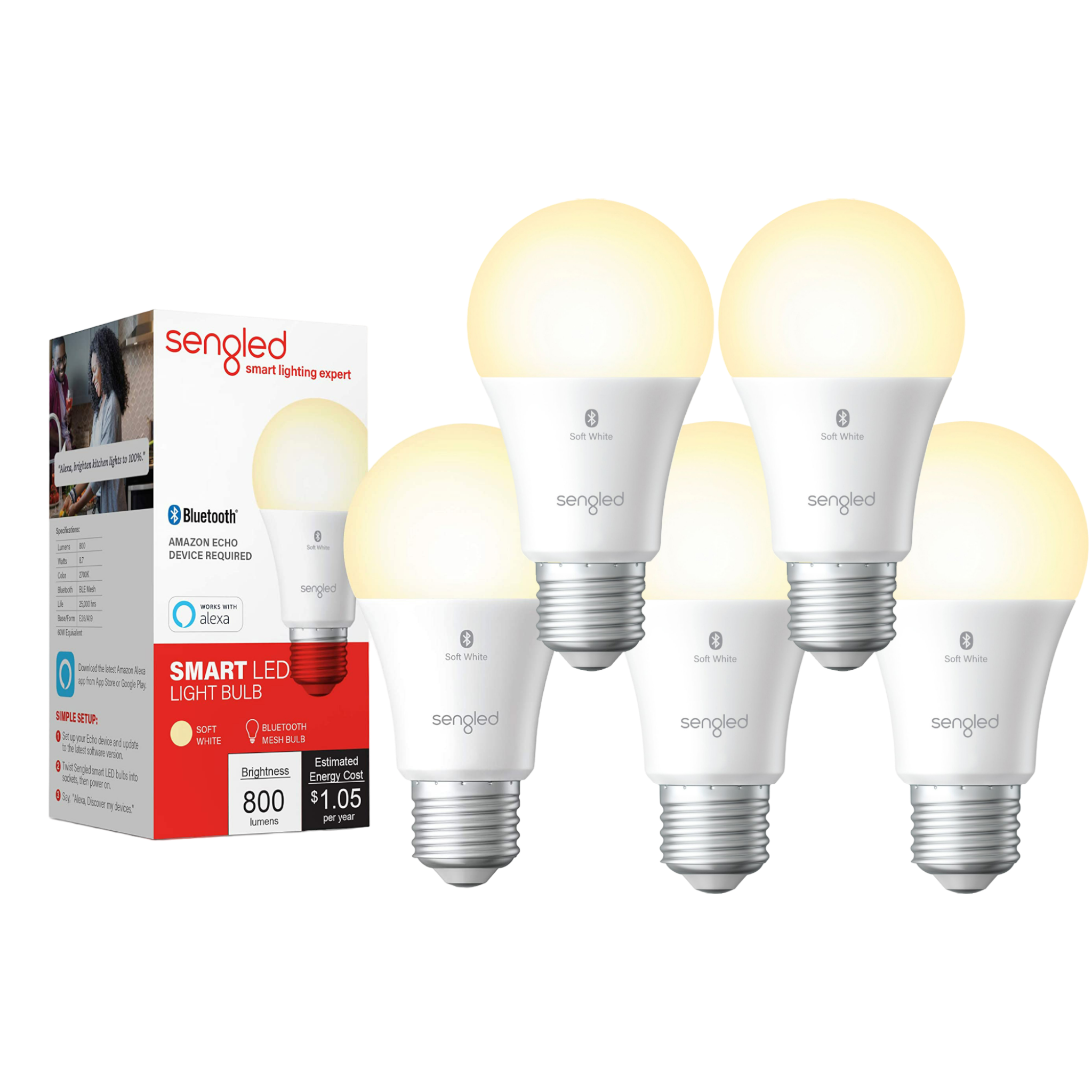 20 Pack Sengled Smart Bluetooth Mesh Dimmable LED Light Bulb