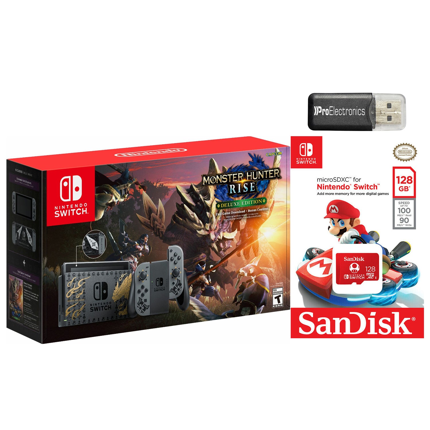 Nintendo MONSTER HUNTER RISE Deluxe Edition Sandisk 128GB MicroSD Card and MicroSD Card Reader Bundle freeshipping - Pro-Distributing