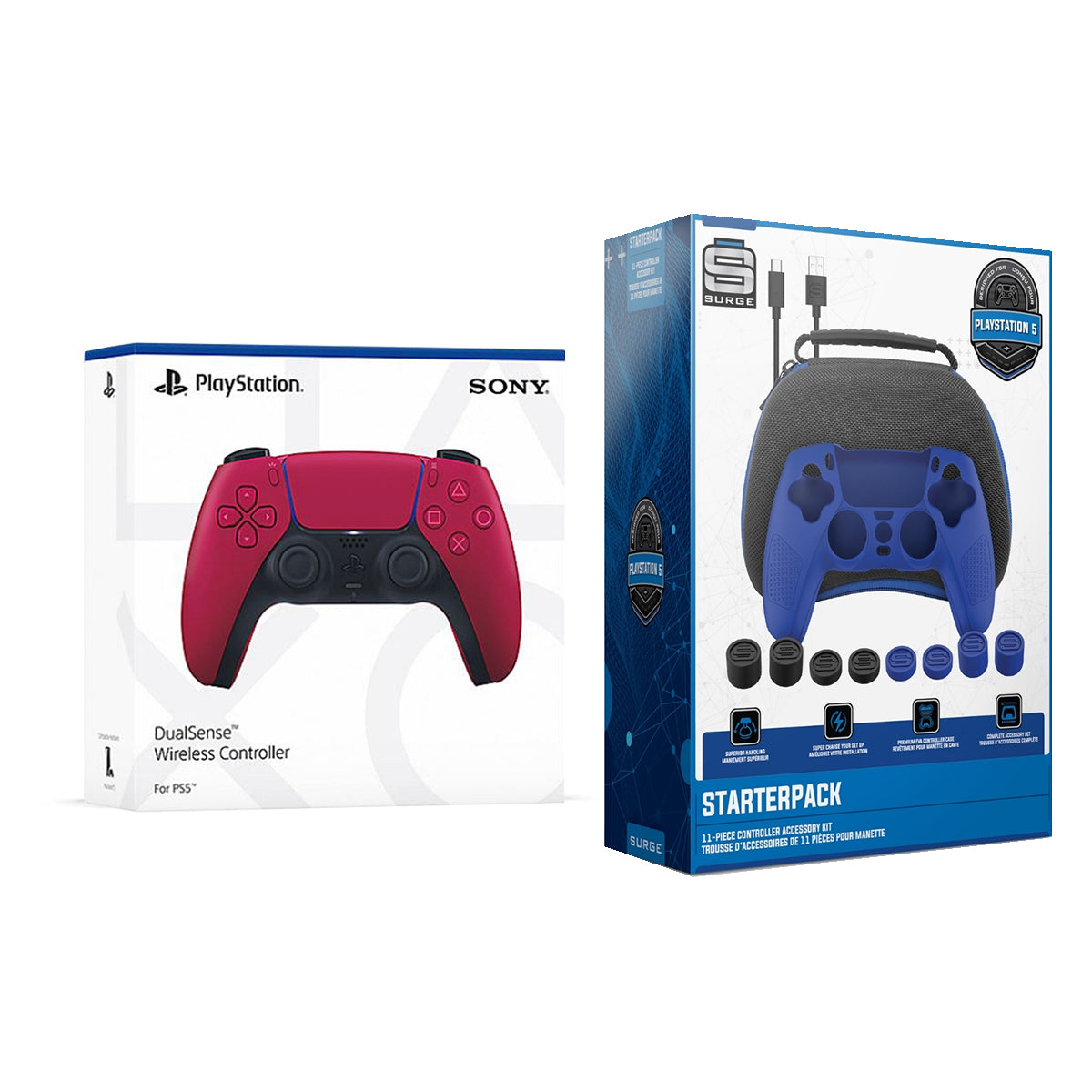 Sony PlayStation 5 DualSense Wireless Controller with Pro Gamer Starter Pack Bundle - Cosmic Red - Pro-Distributing