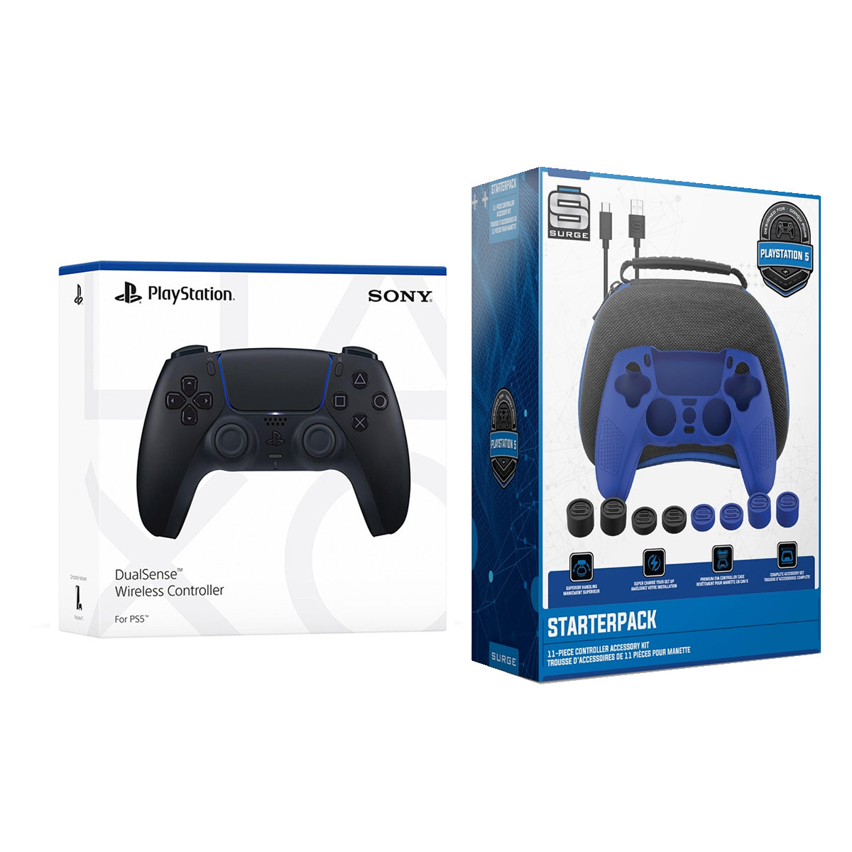Sony PlayStation 5 DualSense Wireless Controller with Pro Gamer Starter Pack Bundle - Midnight Black - Pro-Distributing