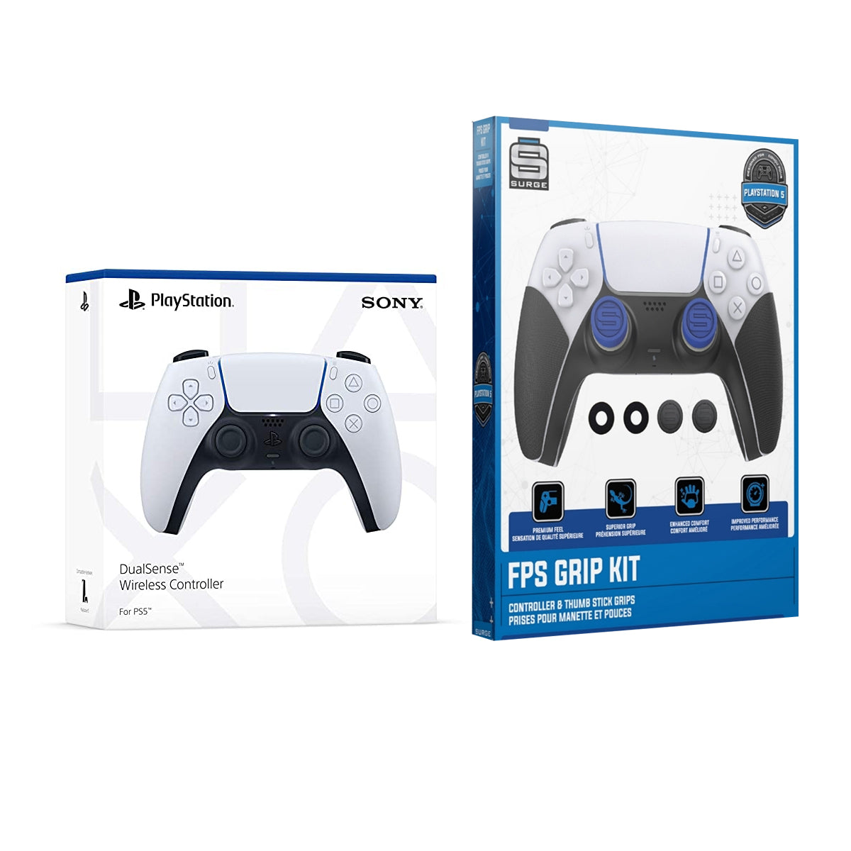 Sony PlayStation 5 DualSense Wireless Controller with FPS Grip Kit Bundle - White - Pro-Distributing