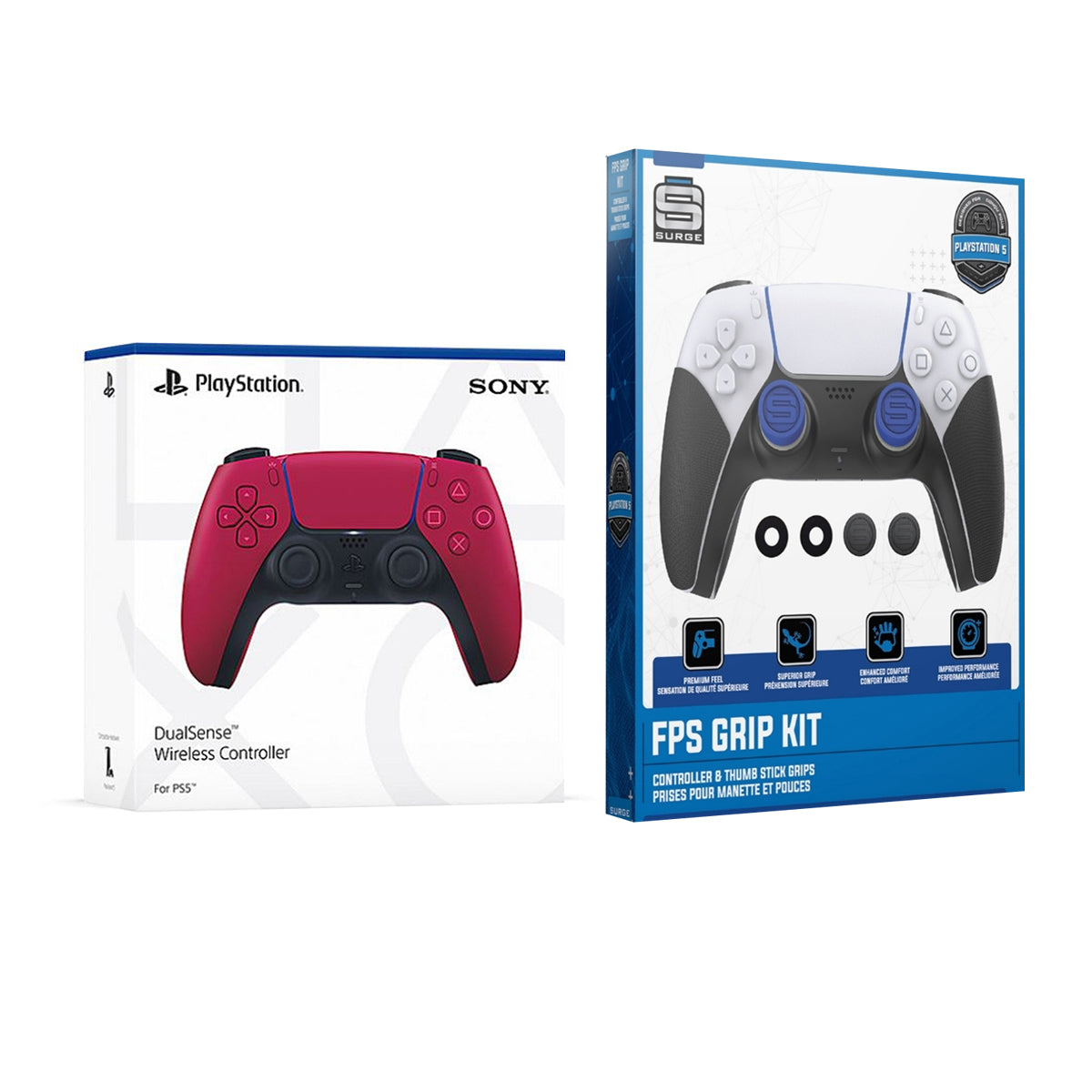 Sony PlayStation 5 DualSense Wireless Controller with FPS Grip Kit Bundle - Cosmic Red - Pro-Distributing