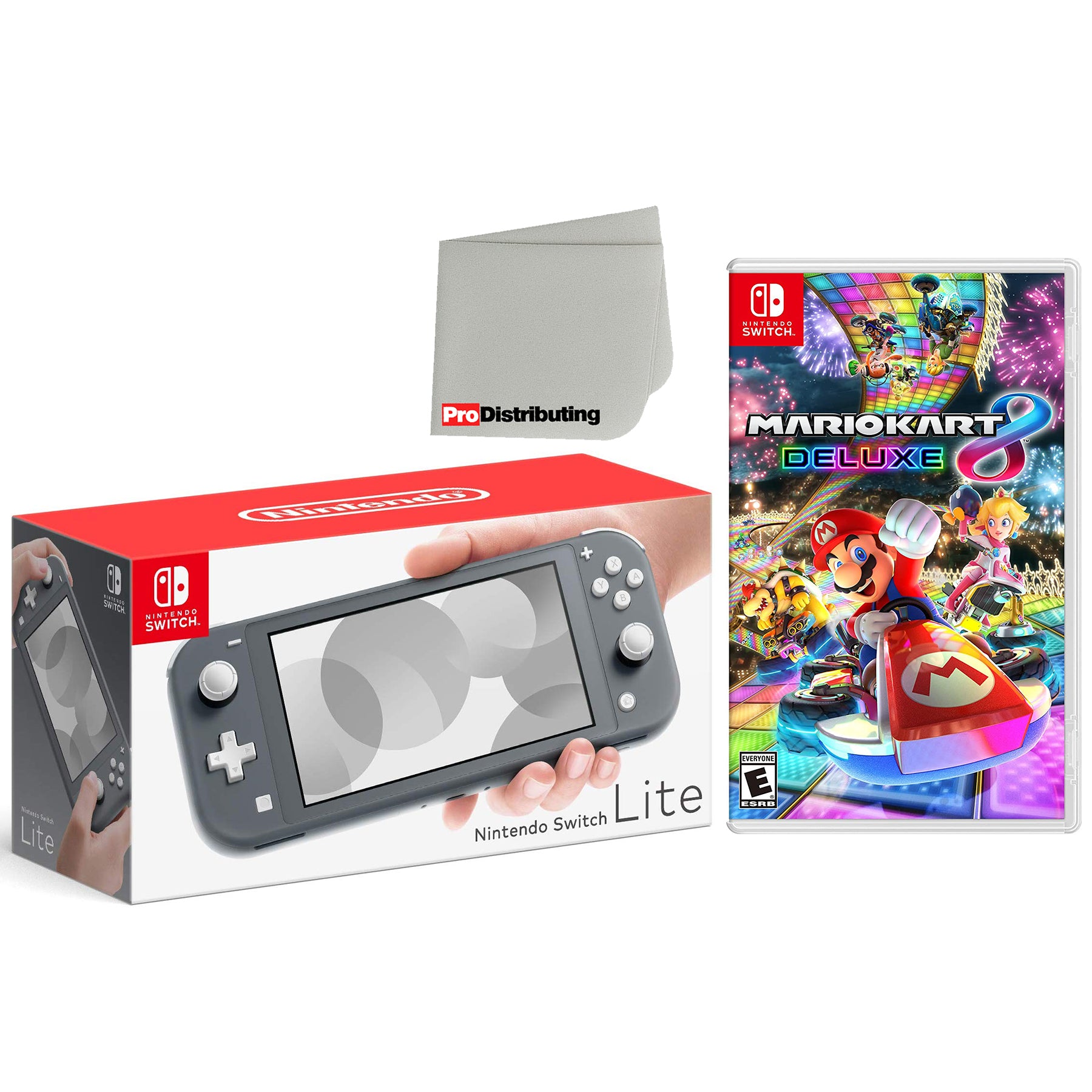 Nintendo Switch Lite 32GB Handheld Video Game Console in Gray with Mario Kart 8 Deluxe Game Bundle - Pro-Distributing