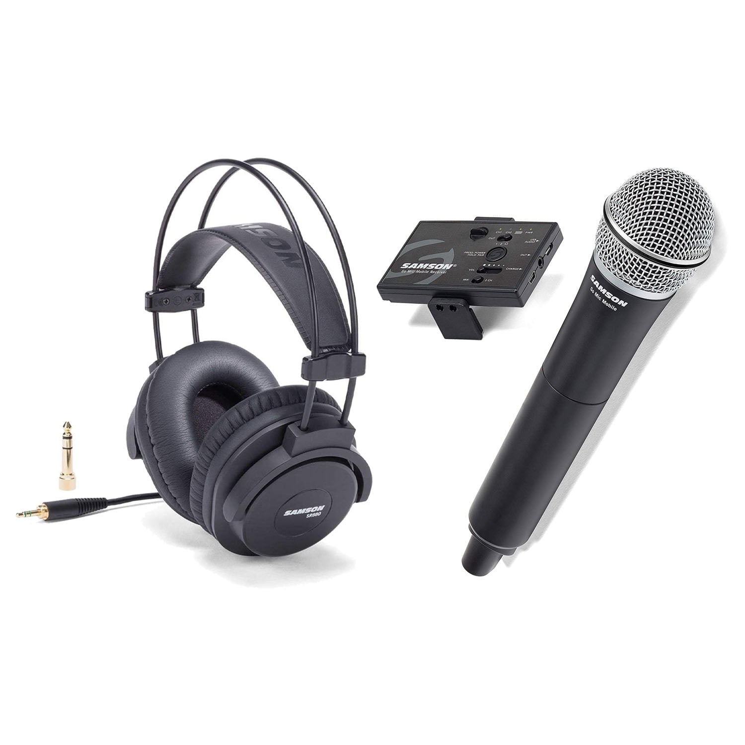 Samson Go Mic Wireless System Q8 Microphone and SR880 Closed-Back Headphones Bundle - Pro-Distributing