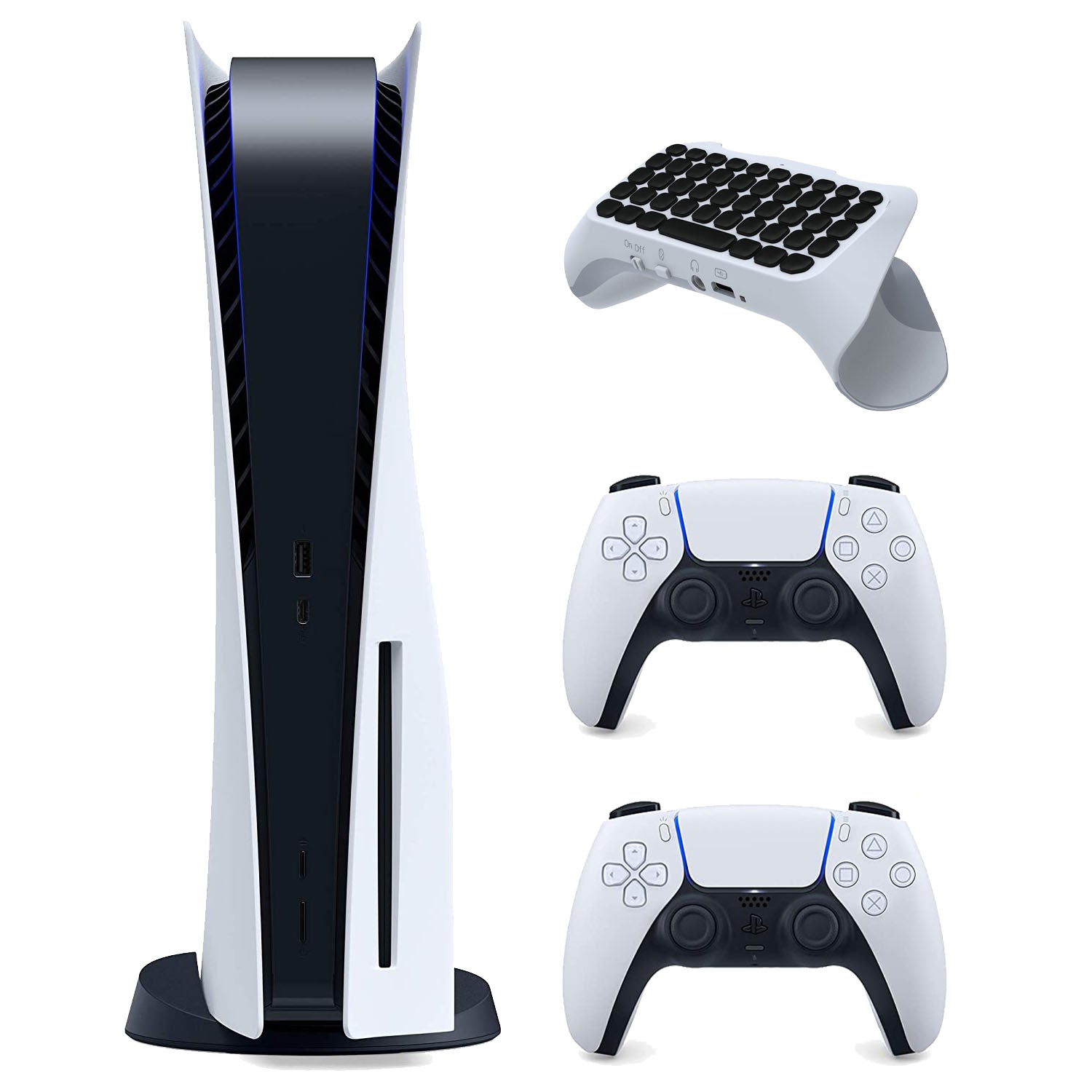 Sony Playstation 5 Disc Version Console (Japan Import) with Extra White Controller and Surge QuickType 2.0 Wireless PS5 Controller Keypad - Pro-Distributing