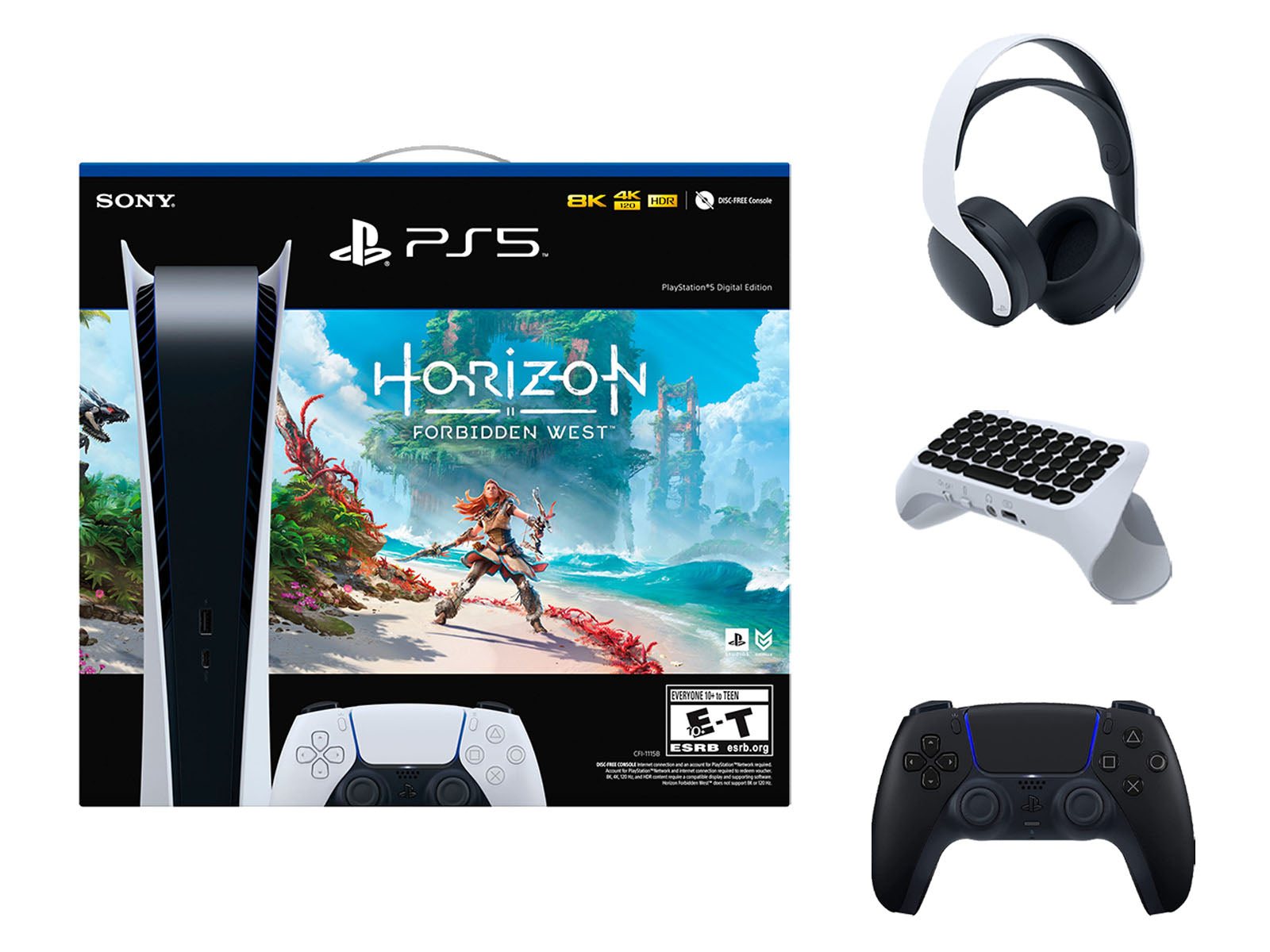 Sony Playstation 5 Digital Edition Horizon Forbidden West Bundle with Extra  Black Controller, White PULSE 3D Wireless Headset and Surge QuickType 2.0  Wireless Keypad freeshipping - Pro-Distributing