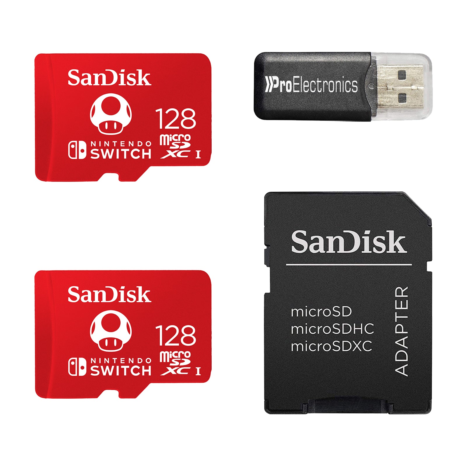 2-Pack SanDisk 128GB microSDXC UHS-I-Memory-Card for Nintendo-Switch with SanDisk Micro SD to SD Adapter and microSD Reader - Pro-Distributing