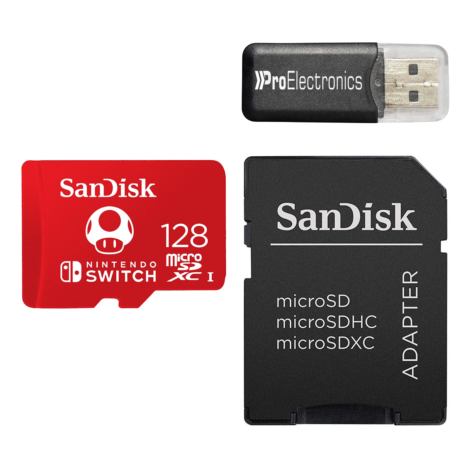 SanDisk 128GB microSDXC UHS-I-Memory-Card for Nintendo-Switch with SanDisk Micro SD to SD Adapter and microSD Reader - Pro-Distributing