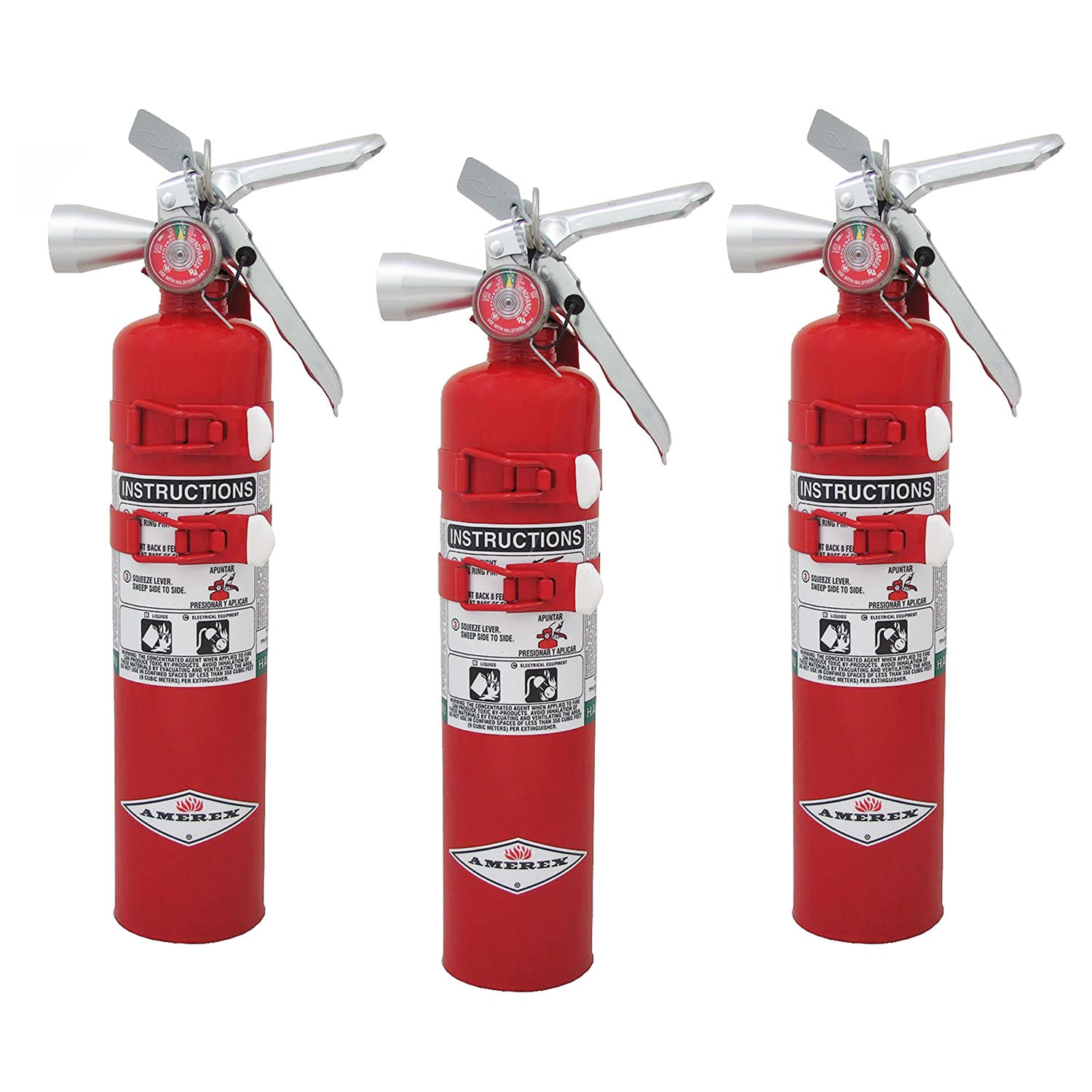 Amerex TYF B385TS, 2.5lb Halotron I Class B C Fire Extinguisher - 3 Pack - Pro-Distributing
