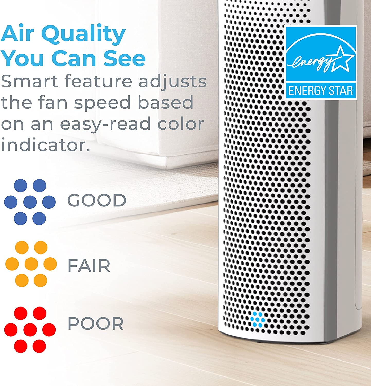 Pure Enrichment PureZone Elite True HEPA Large Room Tower Air Purifier with Air Quality Monitor, 4 Stage Filtration and UV-C Light, Helps Destroy Bacteria, Smoke, Pollen & Dust - White - Pro-Distributing