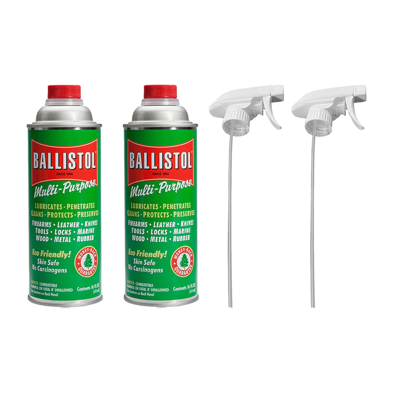 2-Pack Ballistol 16 oz Multi-Purpose Oil Lubricant Cleaner and Protectant with 2x Trigger Spray - Pro-Distributing