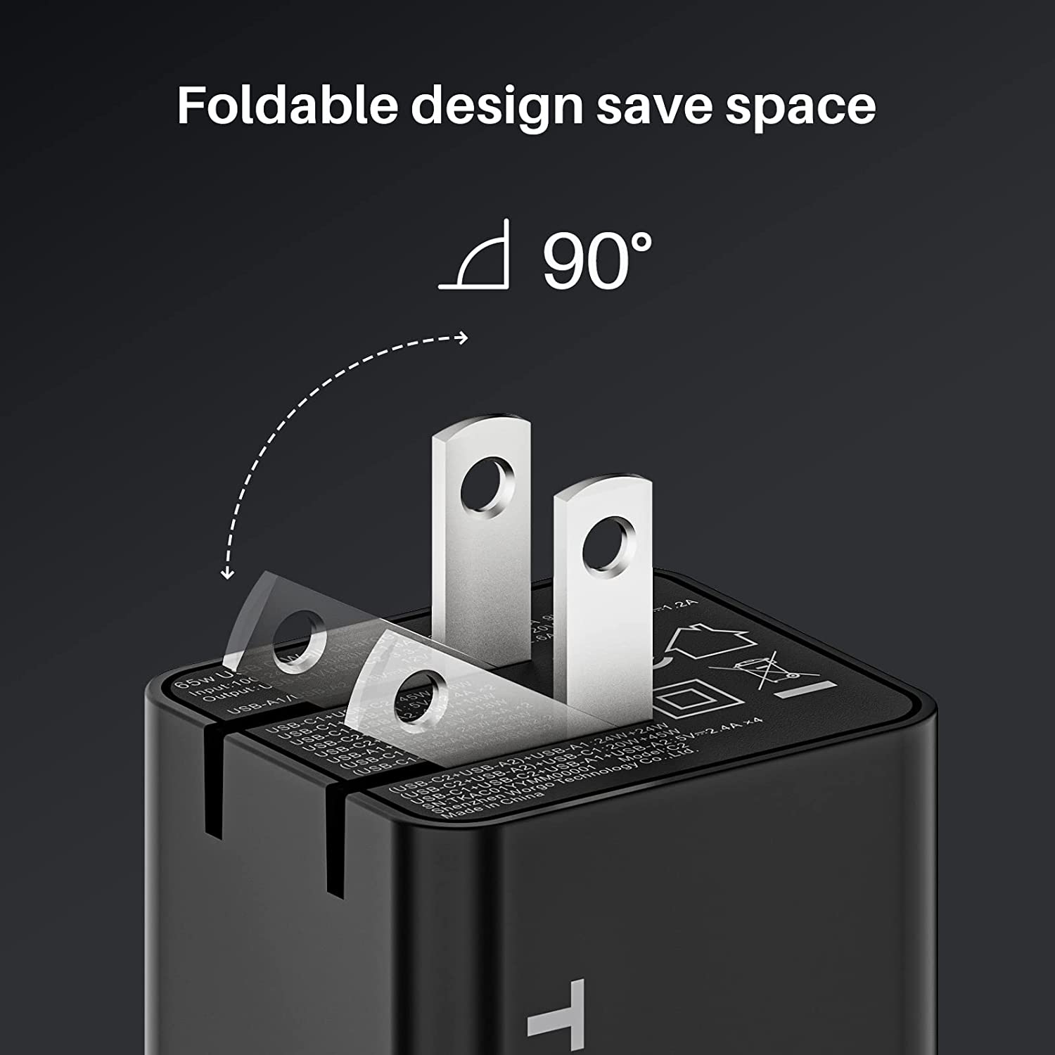 Tozo C2 65W USB-C 4 Port PD and QC Wall Charger Power Adapter - Black - Pro-Distributing