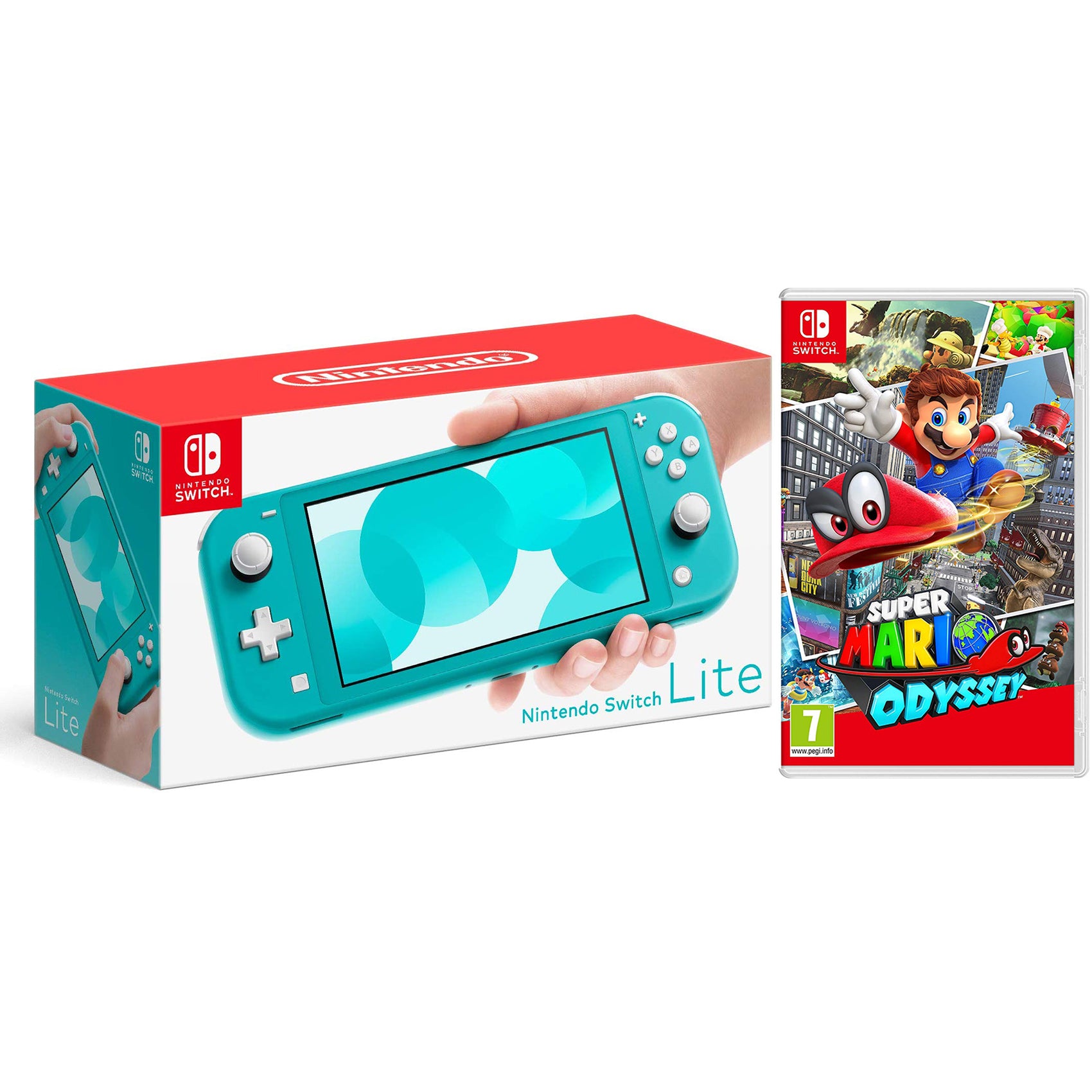 Nintendo Switch Lite 32GB Turquoise and Super Mario Odyssey Bundle - Pro-Distributing