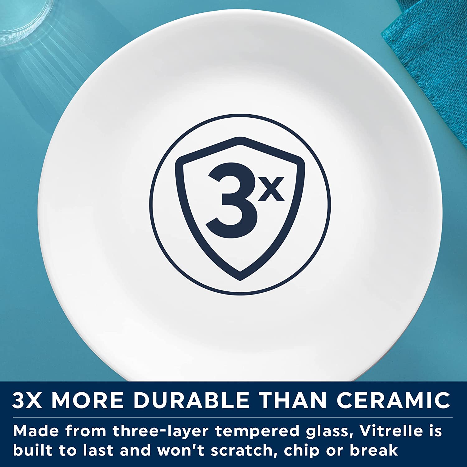 Corelle Vitrelle 12-Piece Glass Dinnerware Set Service for 4 - Cobalt Circles - Pro-Distributing