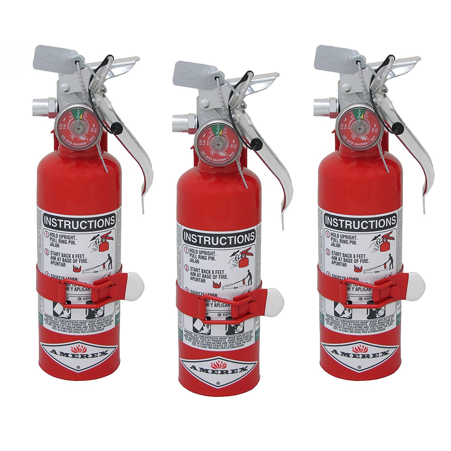 Amerex A384T, 1.4lb Halotron I Class B C Fire Extinguisher - 3 Pack - Pro-Distributing