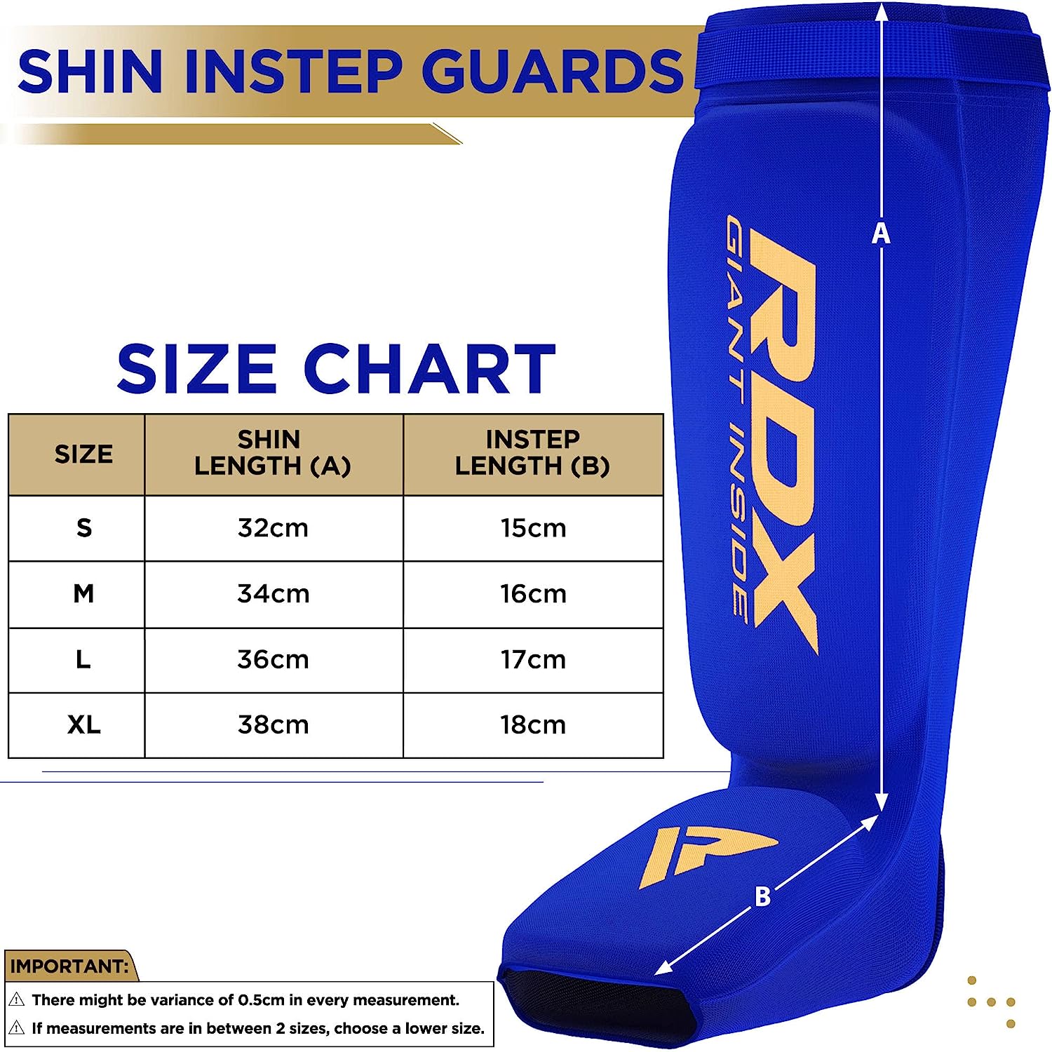 RDX SI Gel Padded Shin Guards Leg Instep Protection Pads for MMA, BJJ, Kickboxing, Muay Thai, Training - BLUE - LARGE - Pro-Distributing
