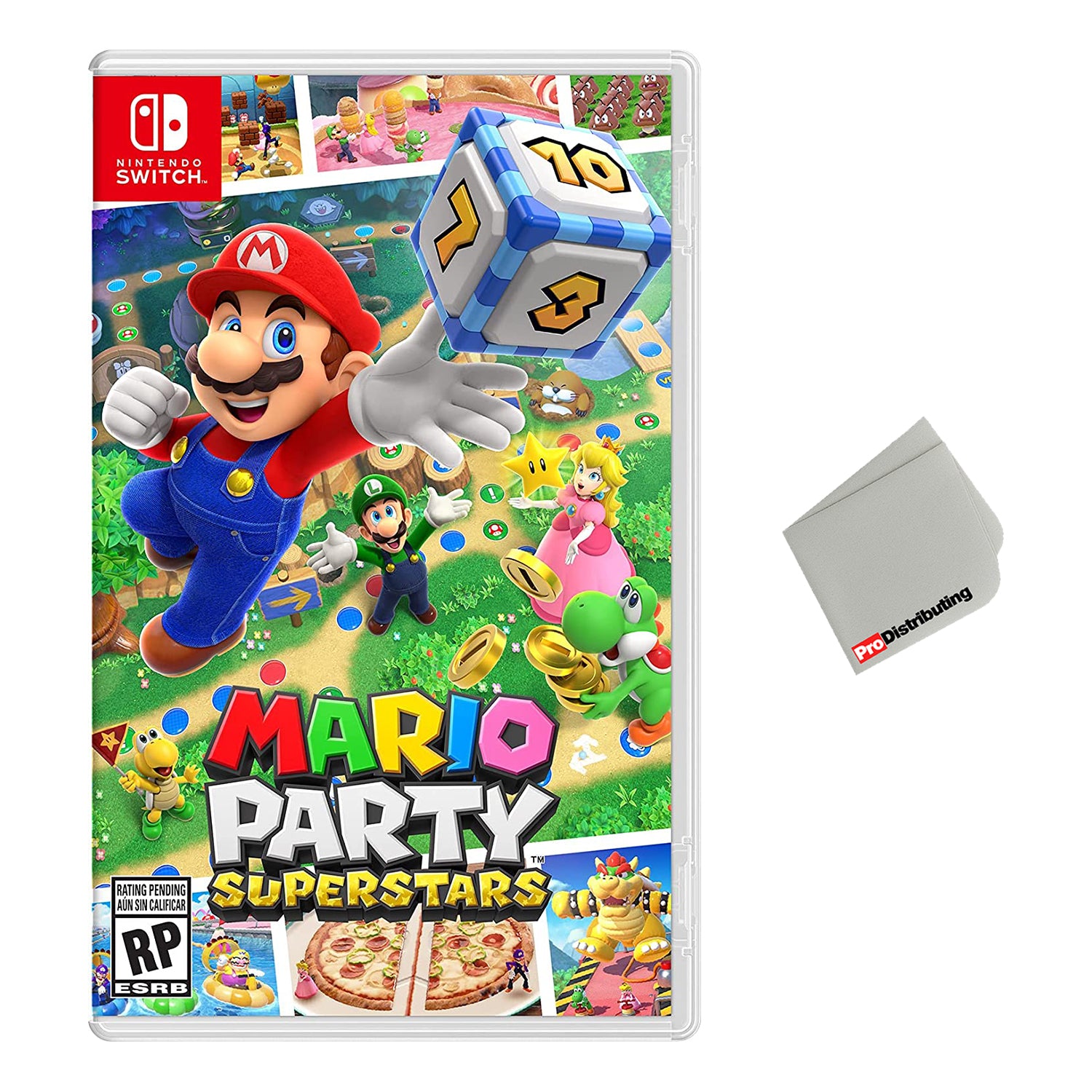 Mario Party Superstars - Nintendo Switch with Microfiber Cleaning Cloth - Pro-Distributing