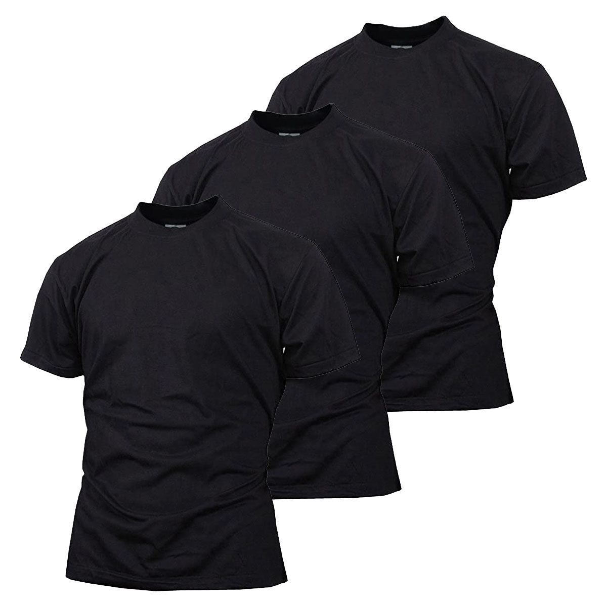 3 Pack Pro Club Men's Heavyweight Short Sleeve Tee - Black - Large - Pro-Distributing