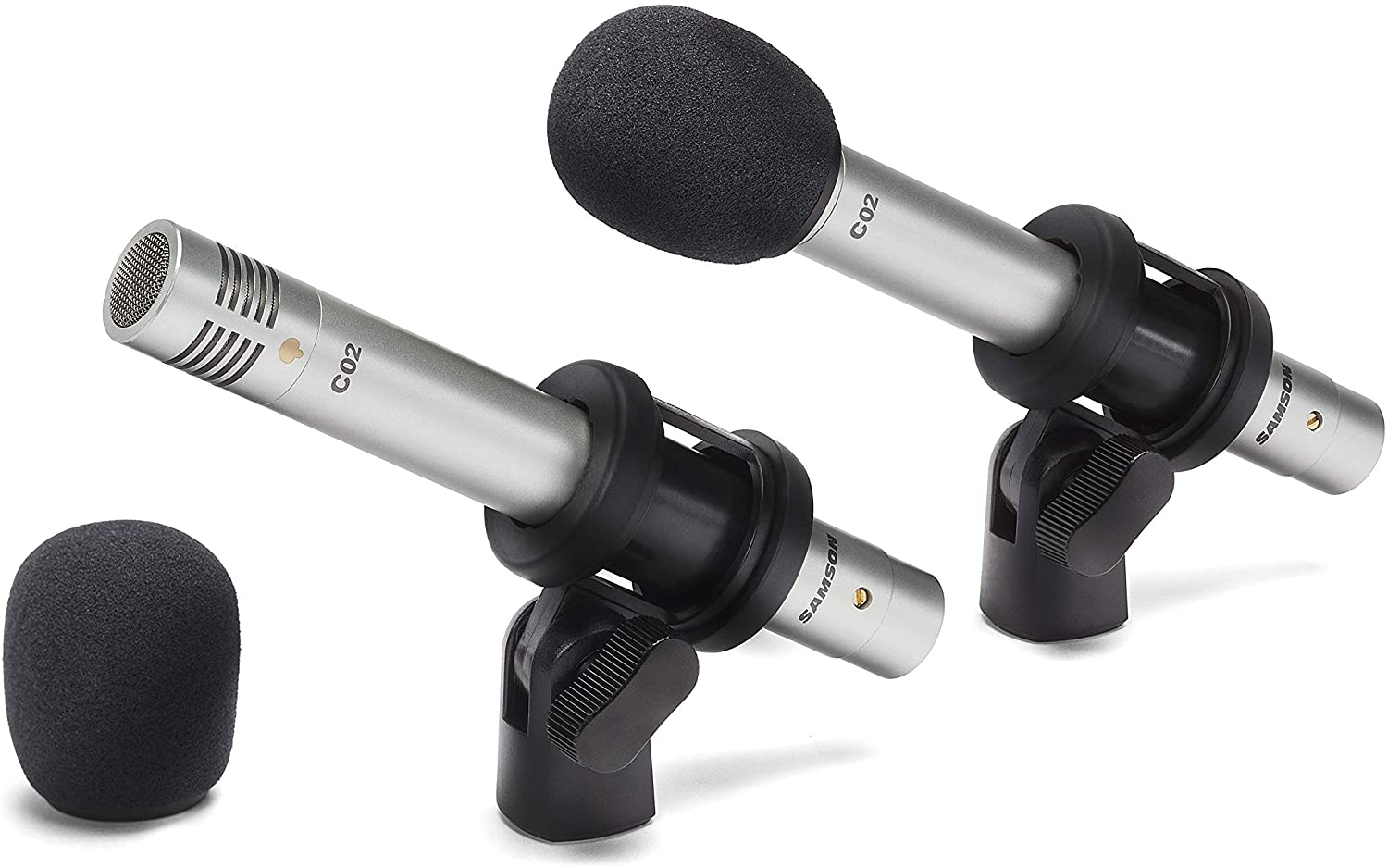 Samson C02 2 Pack Pencil Microphones and SR850 Semi Open-Back Headphones Bundle - Pro-Distributing