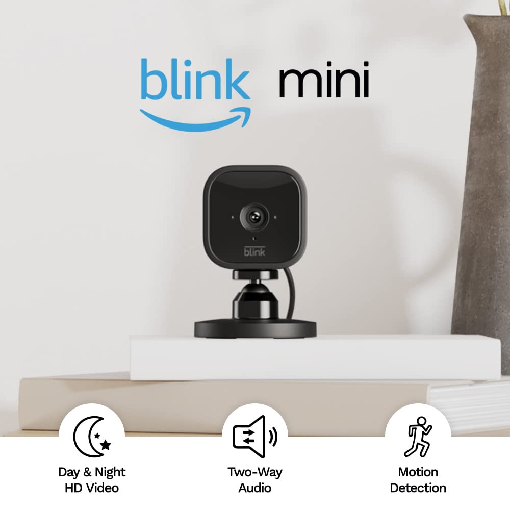 2 Pack Blink Mini Indoor 1080p Wi-Fi Security Camera with Motion Detection, Night Vision - Black - Pro-Distributing