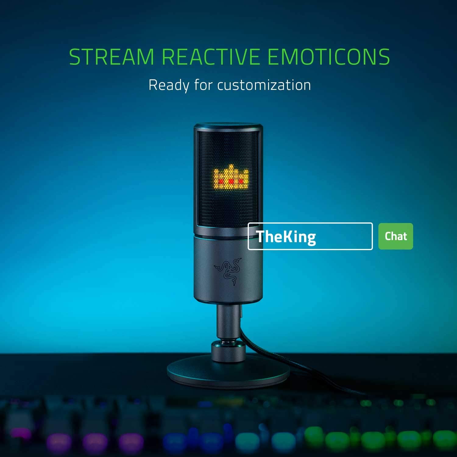 Razer Seiren Emote Streaming Microphone: 8-bit Emoticon LED Display, Stream Reactive Emoticons, Hypercardioid Condenser Mic, Built-in Shock Mount, Height & Angle Adjustable Stand, Classic Black - Pro-Distributing