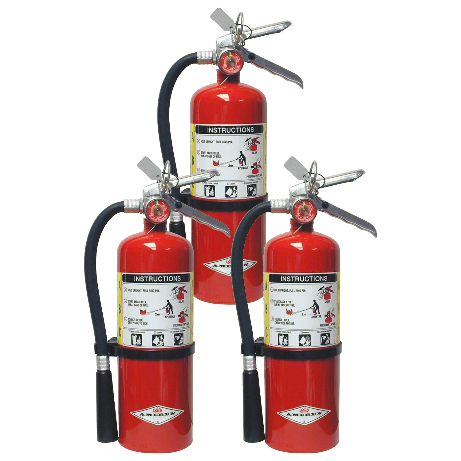 Amerex B500, 5lb ABC Dry Chemical Class A B C Multi-Purpose 5 Pound Fire Extinguisher with Wall Bracket (3 Pack) - Pro-Distributing