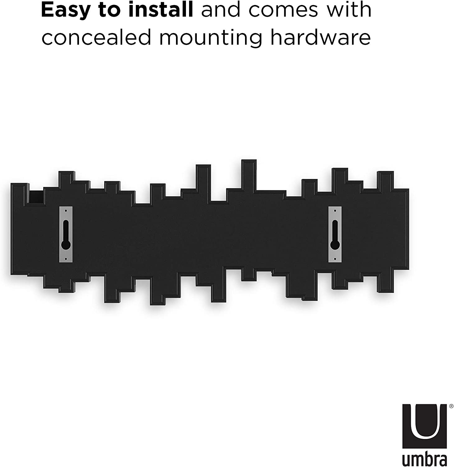 Umbra Sticks Multi Rack – Modern, Unique, Space-Saving Hanger with 5 Flip-Down Hooks - Black - Pro-Distributing