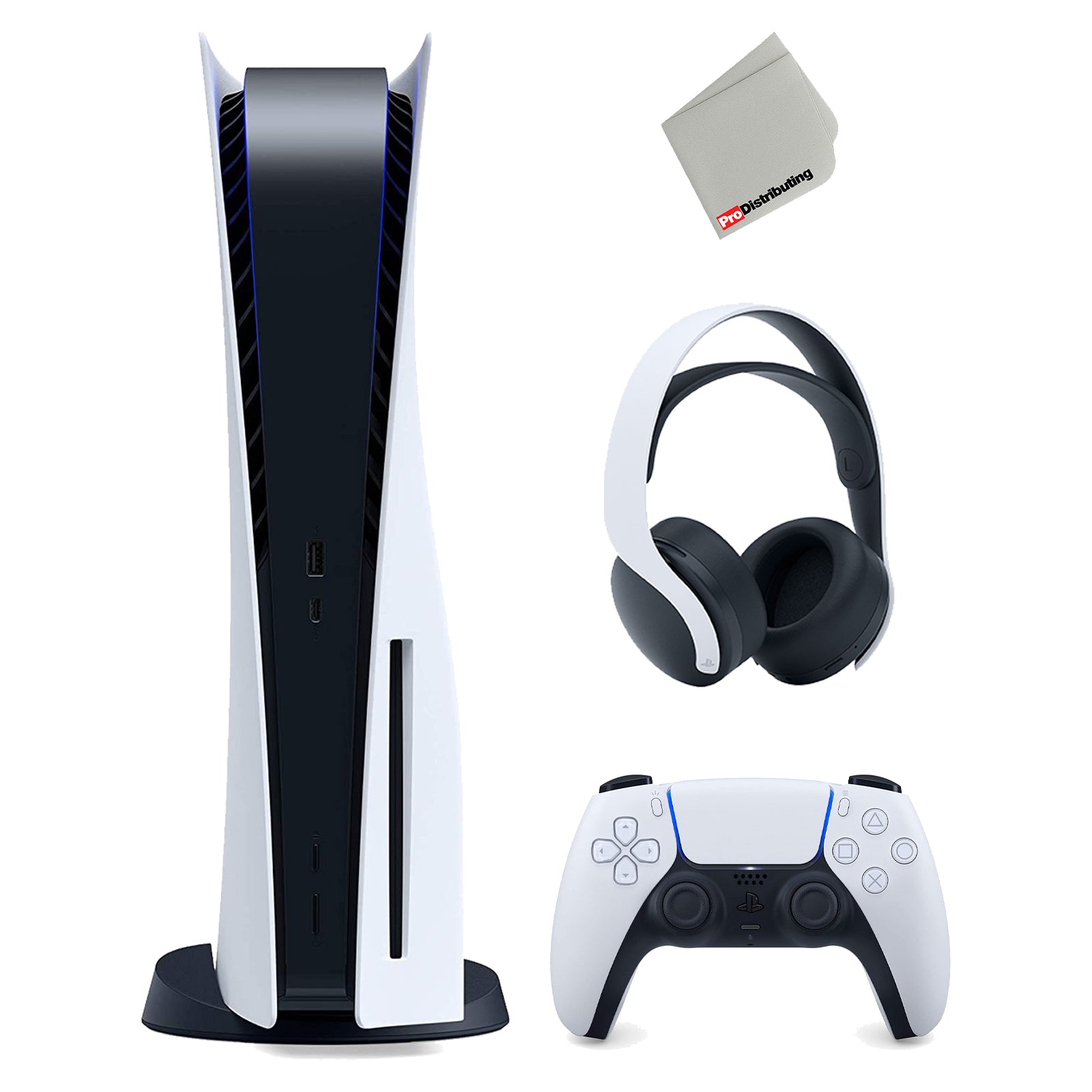 Sony Playstation 5 Disc Version Console (Japan Import) with White PULSE 3D Wireless Gaming Headset and Microfiber Cloth - Pro-Distributing