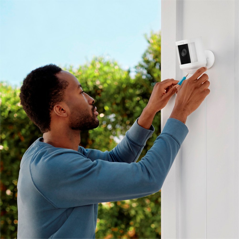 Ring Spotlight Cam Plus Outdoor/Indoor 1080p Wired Security Camera - White - Pro-Distributing