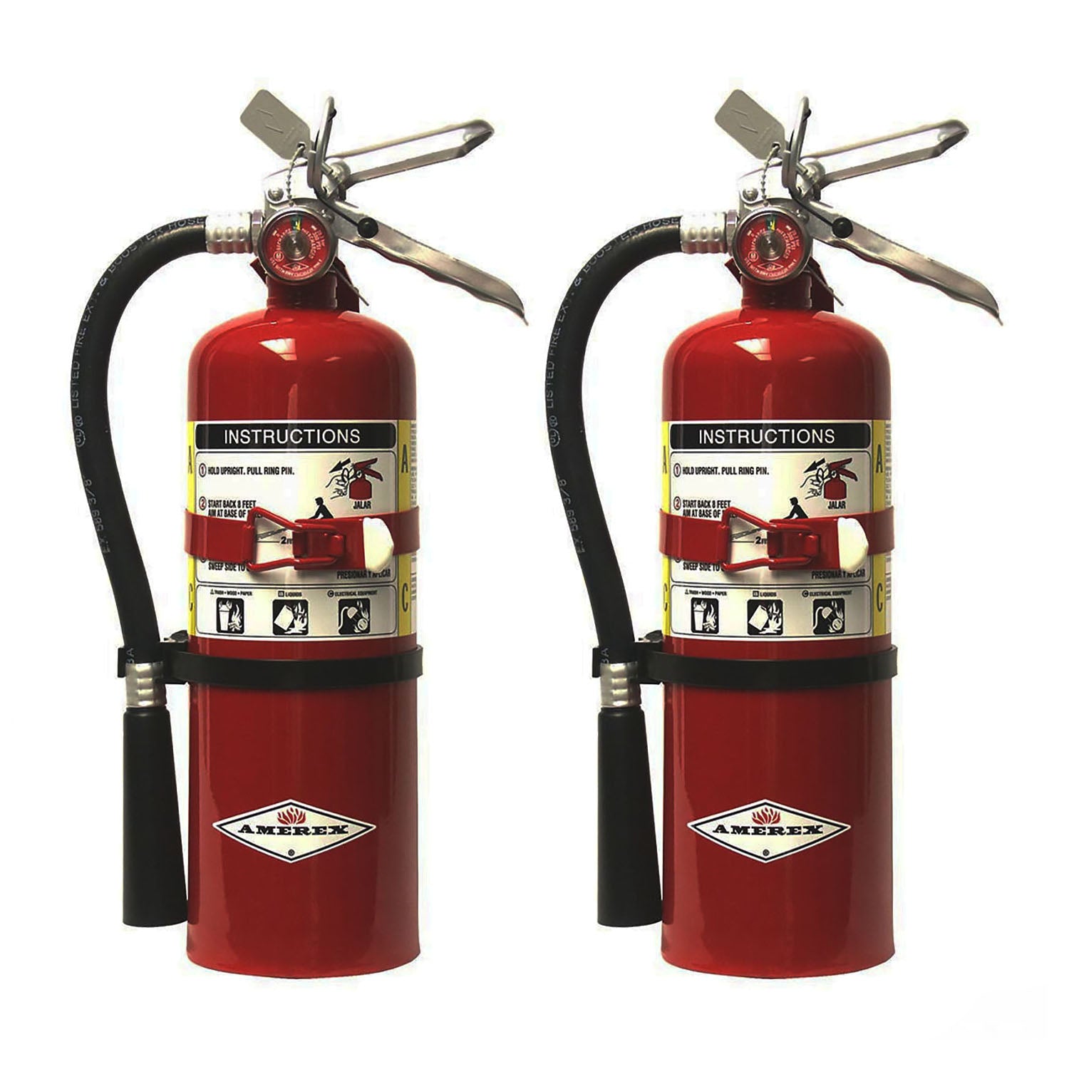 Amerex B500T ABC Dry Chemical Fire Extinguisher with Aluminum Valve and Bracket - 2 Pack - Pro-Distributing