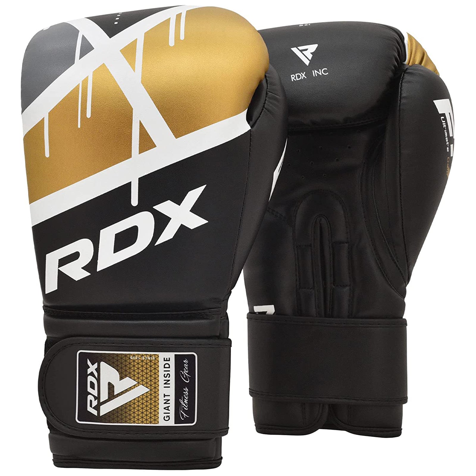 RDX F7 EGO MMA, BJJ, Muay Thai, Kickboxing, Training Boxing Gloves - BLACK GOLDEN - 8oz - Pro-Distributing