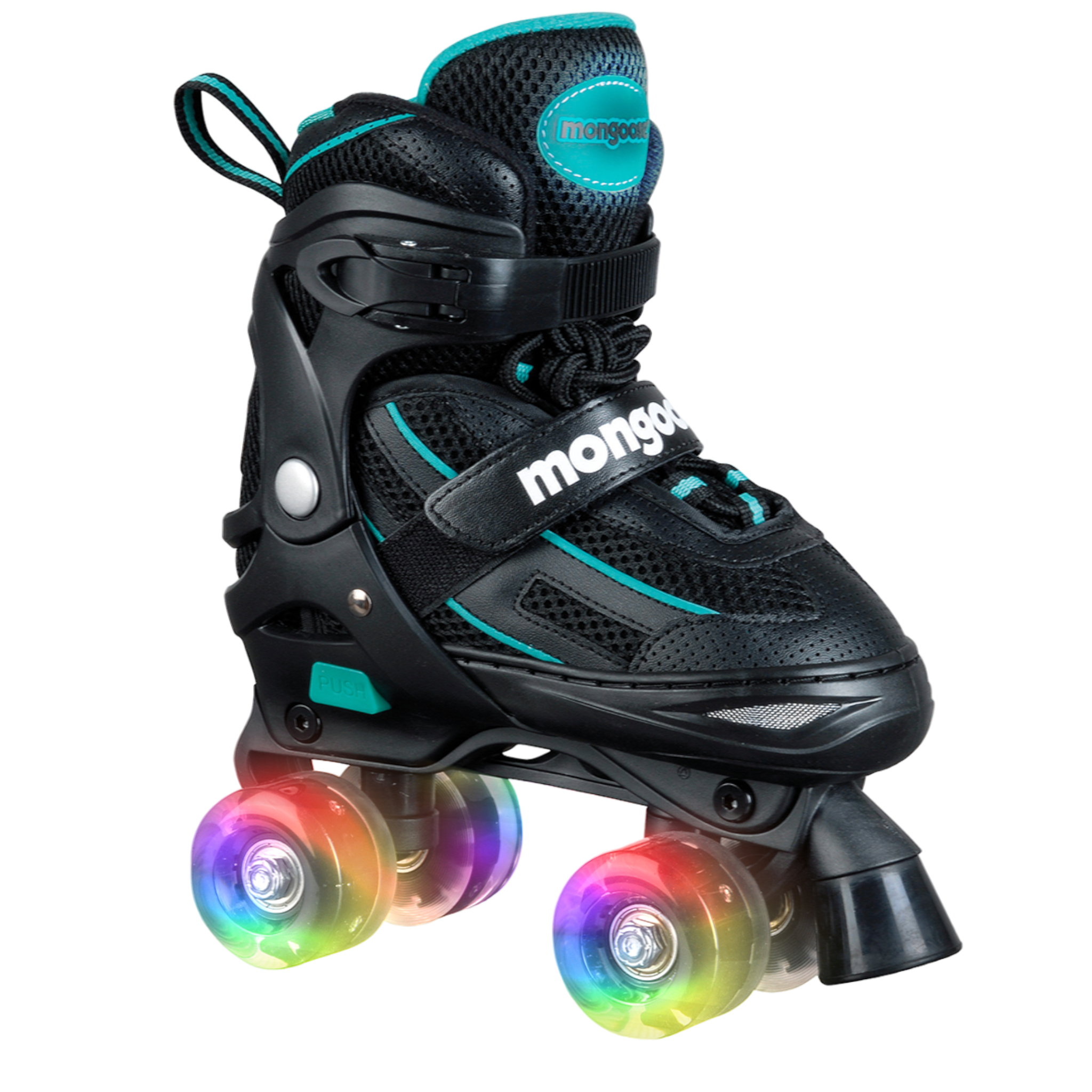 Mongoose Kids Roller Skates.  Adjustable youth sizes 1-4 for Boys or Girls.  LED Light Up Quad Skate Wheels to add more fun to childrens skating. - Pro-Distributing