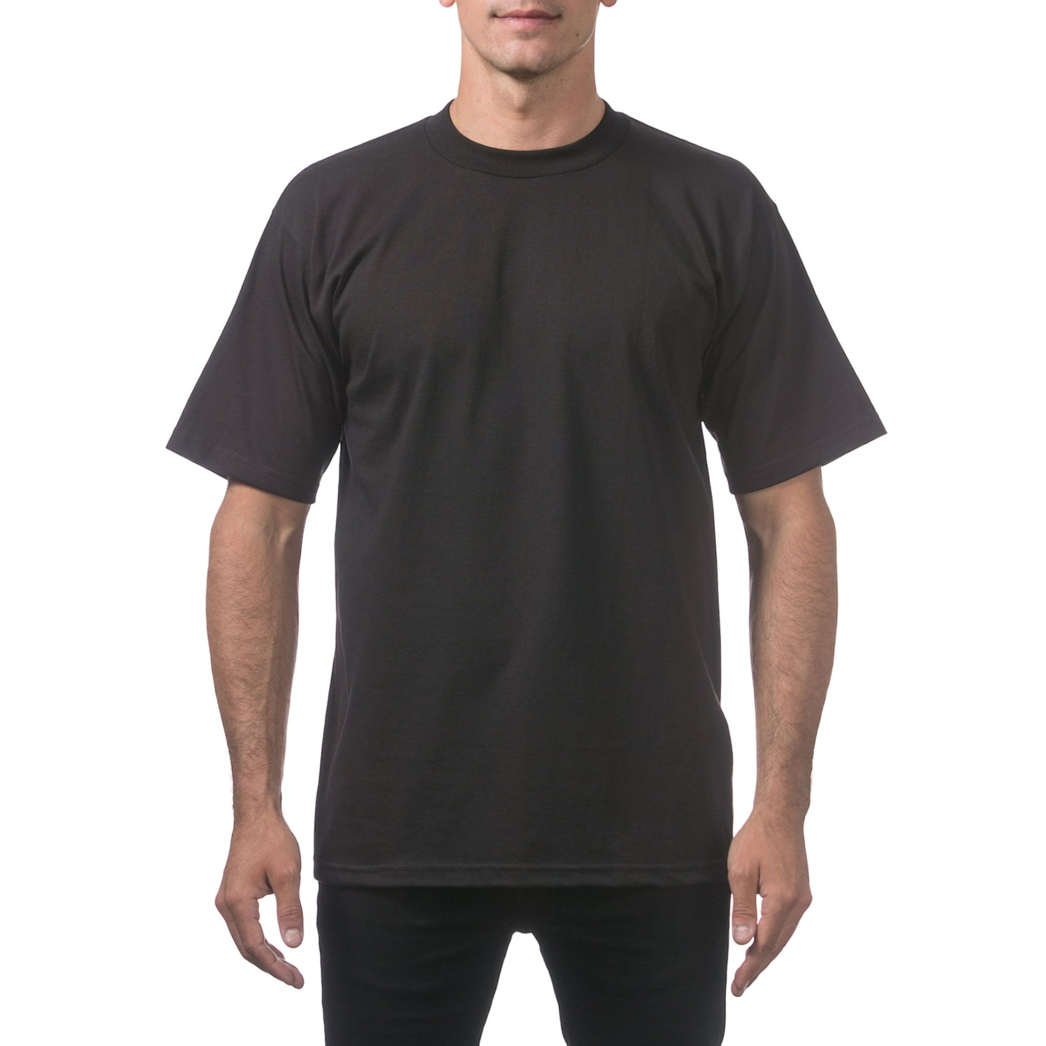 Pro Club Men's Heavyweight Short Sleeve Tee T-Shirt - Black - Medium - Pro-Distributing