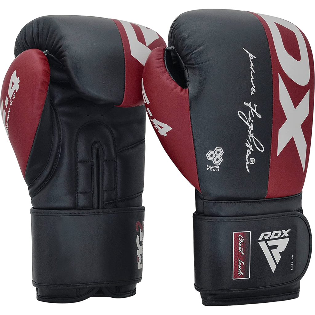 RDX F4 Boxing Sparring Gloves Hook & Loop - Maroon/Blue