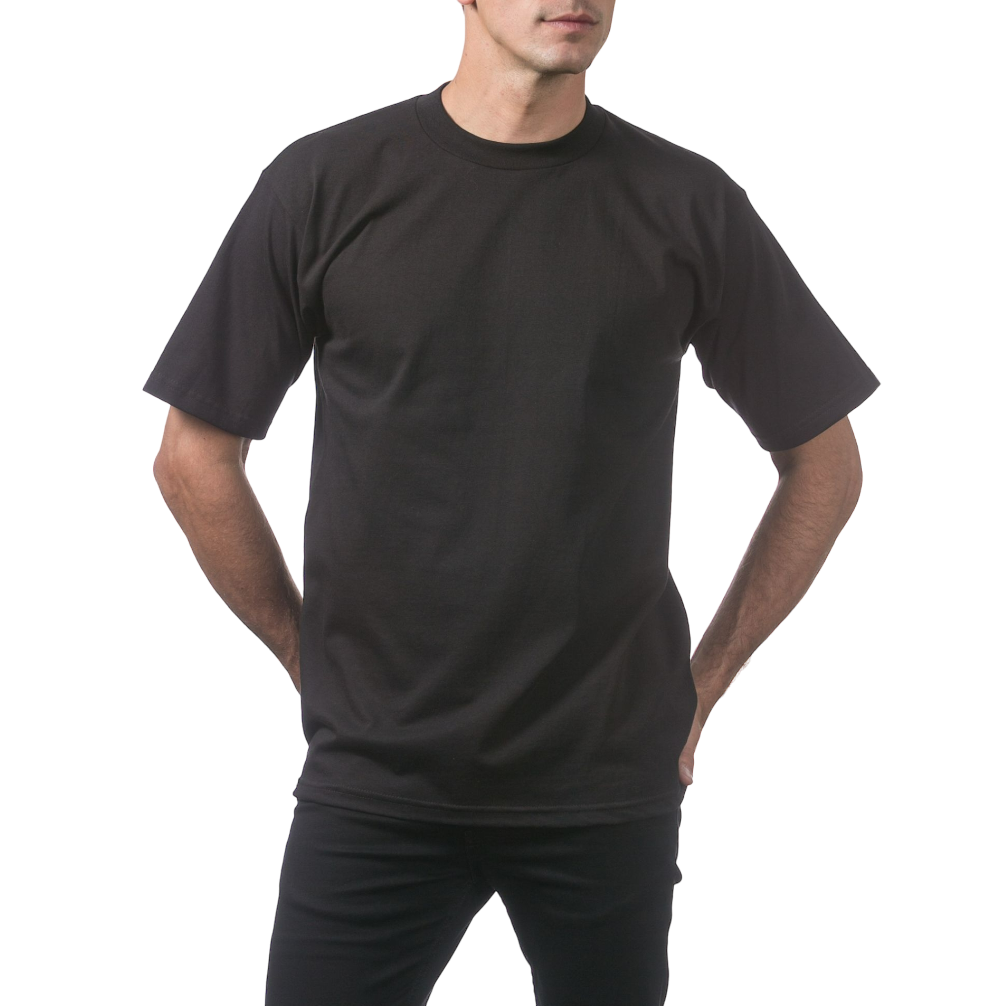 Pro Club Men's Heavyweight Short Sleeve Tee T-Shirt - Black - X-Large - Pro-Distributing