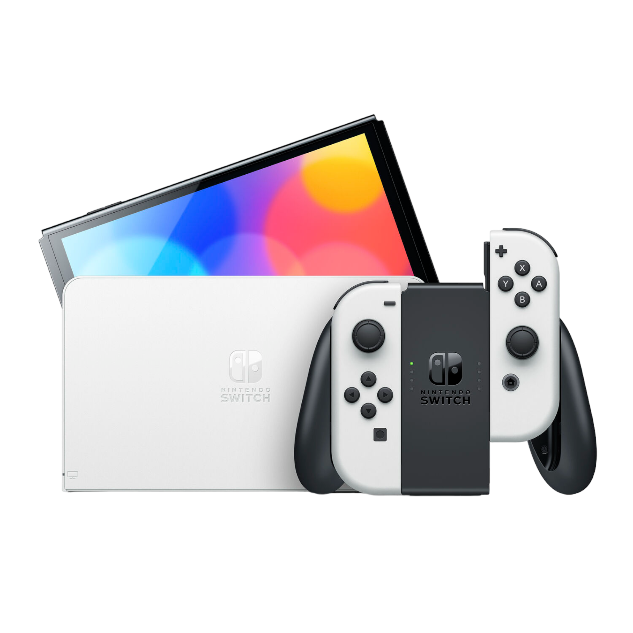 Nintendo Switch OLED Console White with Super Mario Odyssey and Screen Cleaning Cloth - Pro-Distributing