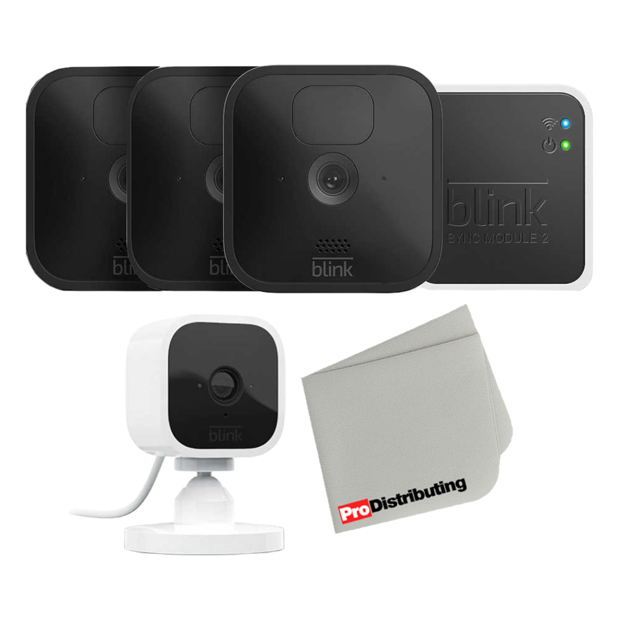 Ultimate Security Bundle - Outdoor Wireless Security Camera Kit with Indoor Mini Bundle and Microfiber Cloth - Pro-Distributing