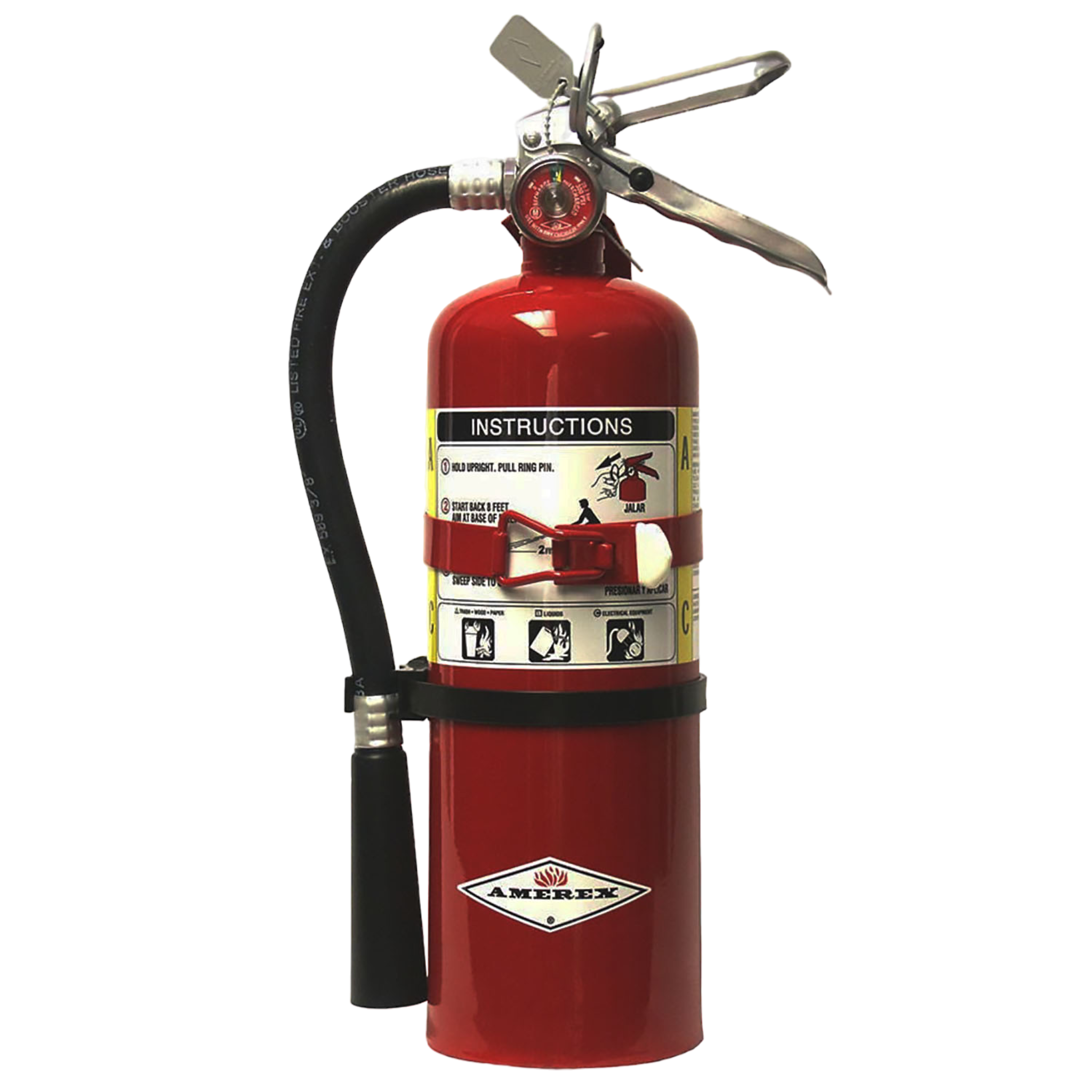 Amerex B500T ABC Dry Chemical Fire Extinguisher with Aluminum Valve and Vehicle Bracket, 5 lb. - Pro-Distributing