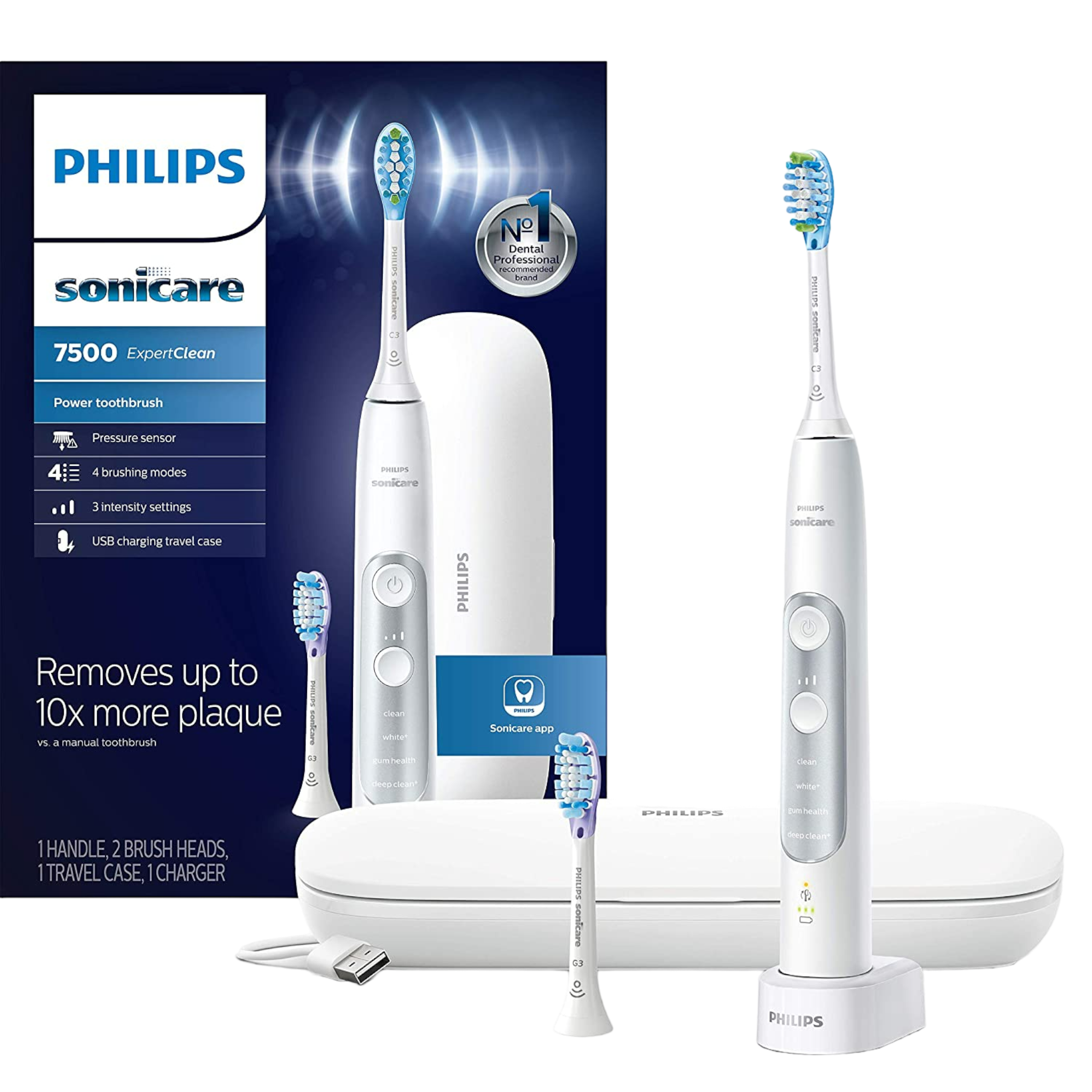 Philips Sonicare HX9690/06 ExpertClean 7500 Bluetooth Rechargeable Electric Toothbrush White - Pro-Distributing