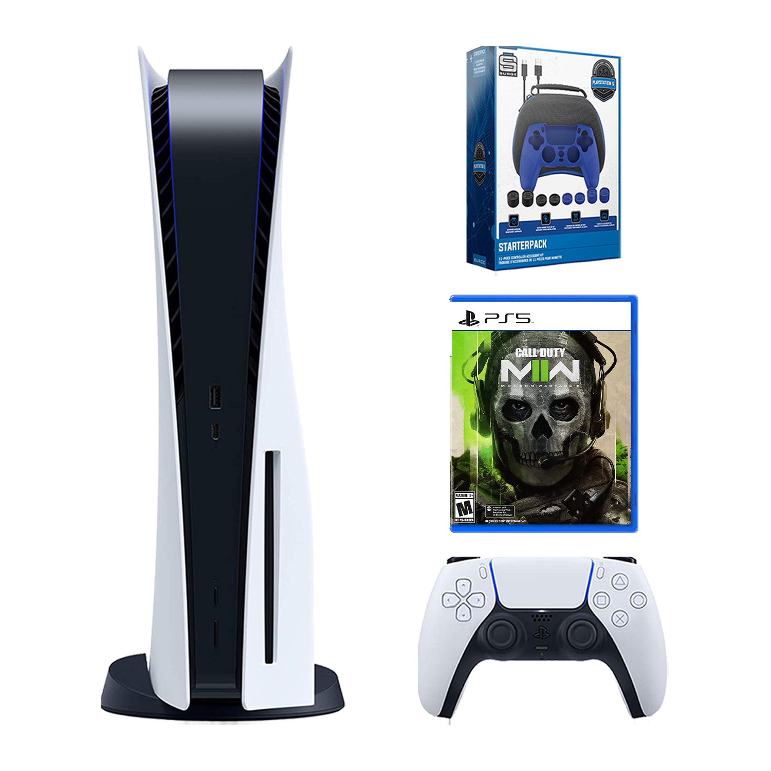 Sony Playstation 5 Disc Bundle with Call of Duty: Modern Warfare II and Surge Gamer Starter Pack - Pro-Distributing