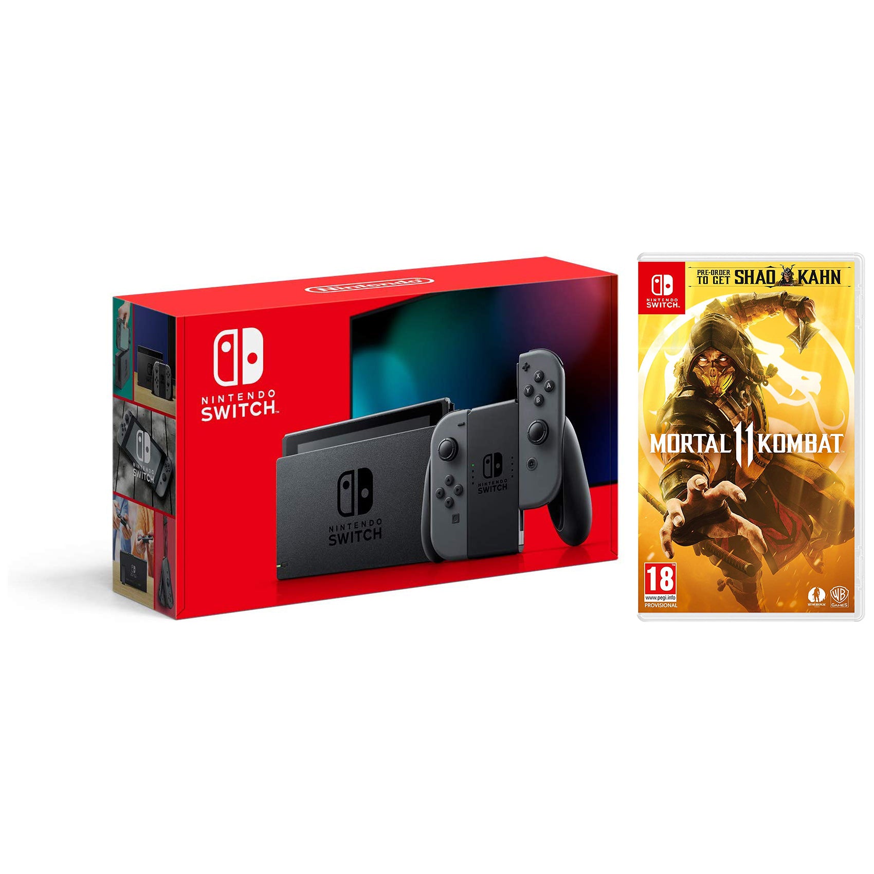 Nintendo Switch 32GB Console - Gray Joy-Con - New Version with Mortal Kombat 11 Bundle - Pro-Distributing
