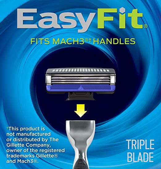 Personna EasyFit Mach3 Compatible Refill Razor Blade Cartridges – Compatible with all Mach 3 razors – Triple Coated Razor Blade Edges For A Smooth Shave - 5 Count - Pro-Distributing