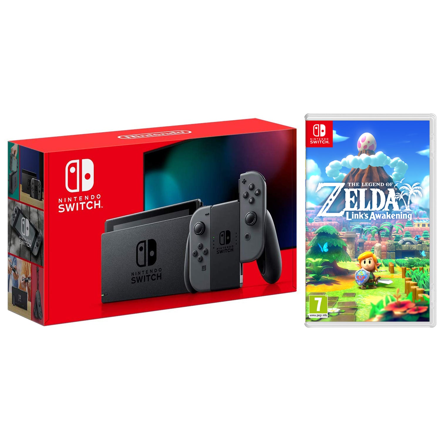 Nintendo Switch 32GB Console - Gray Joy-Con - New Version with Zelda Links Awakening Bundle - Pro-Distributing