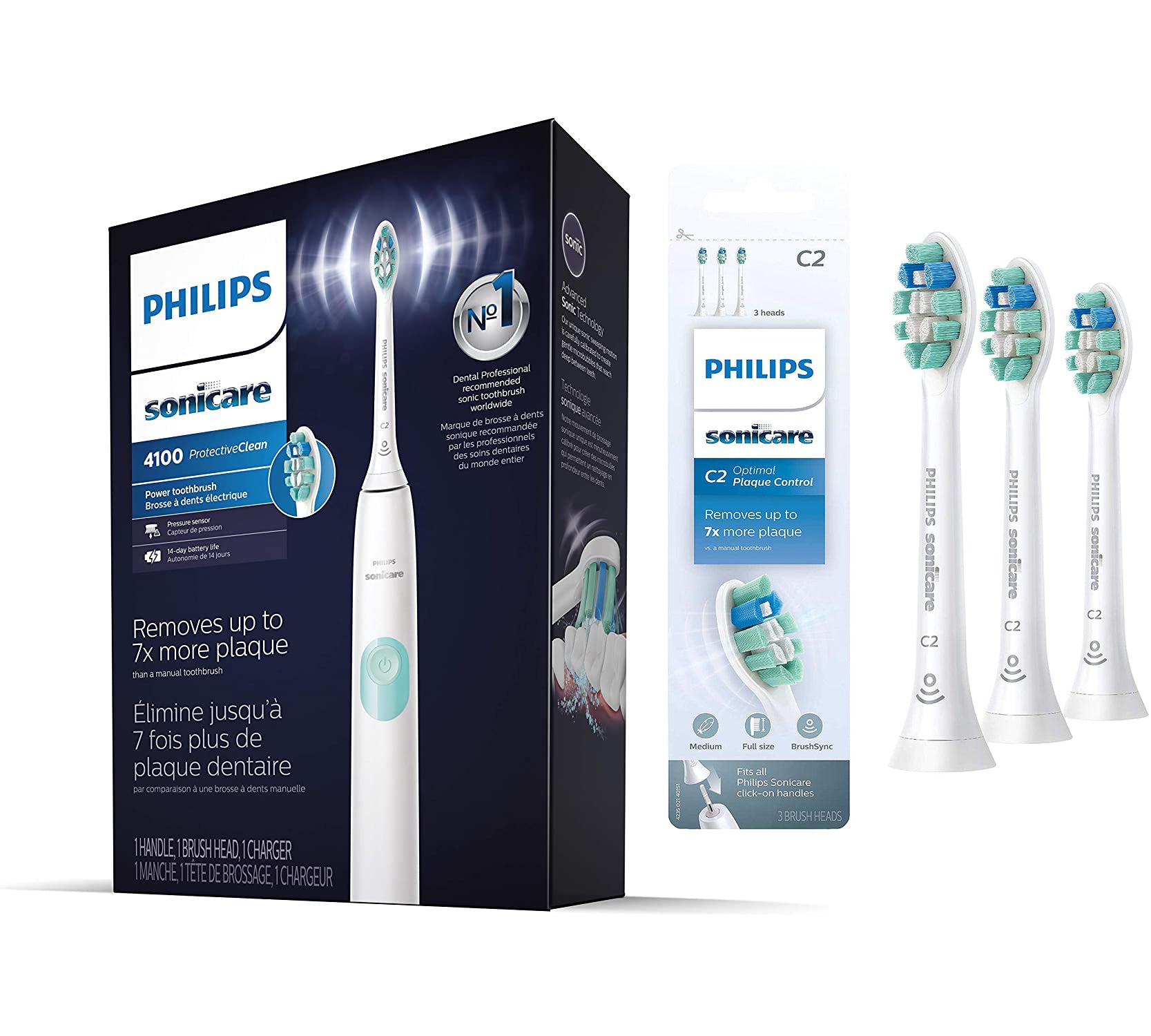 Philips Sonicare HX6817/01 ProtectiveClean 4100 Electric Toothbrush with 3 Pack Replacement Heads - Pro-Distributing