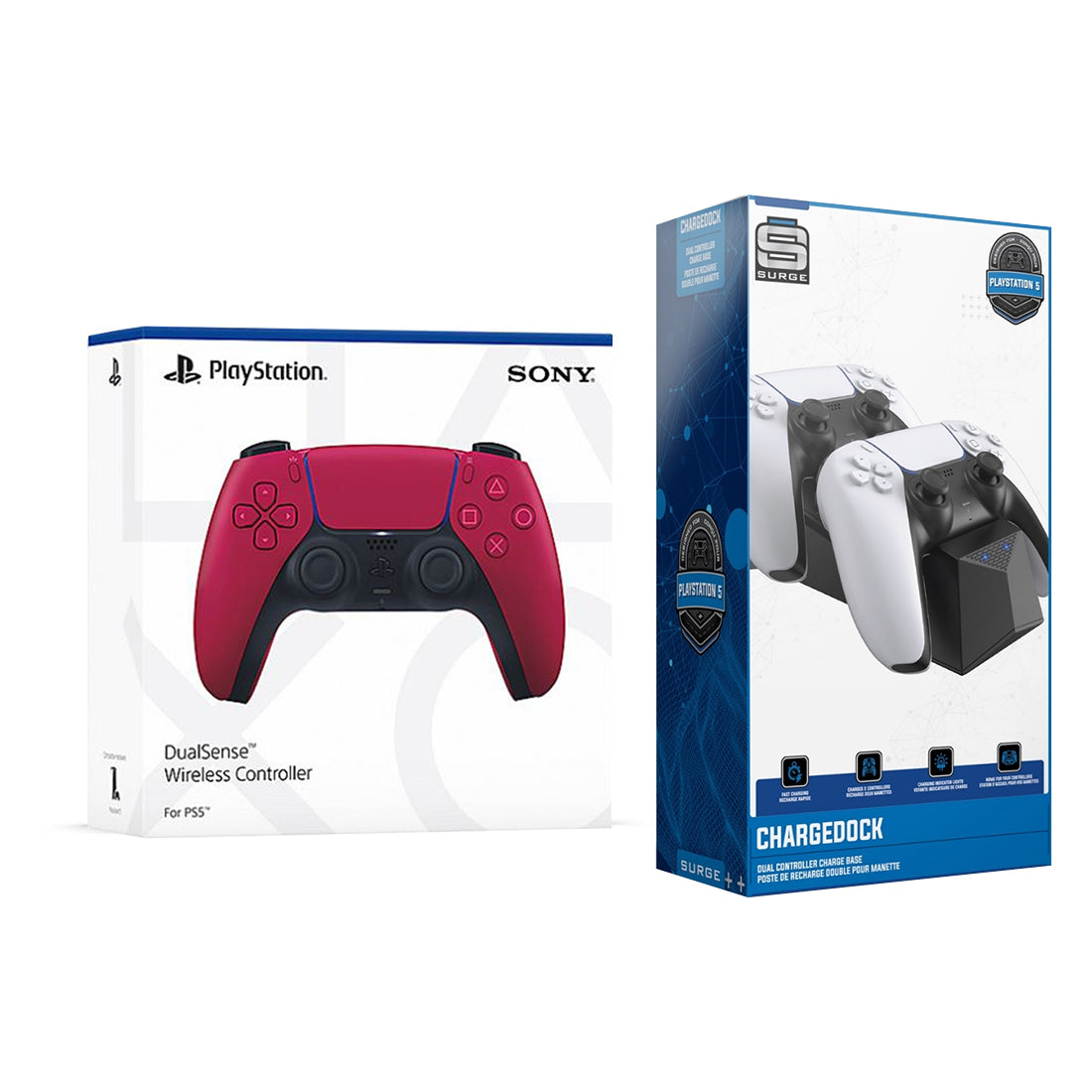 Sony PlayStation 5 DualSense Wireless Controller with Dual Charging Dock Station Bundle - Cosmic Red - Pro-Distributing