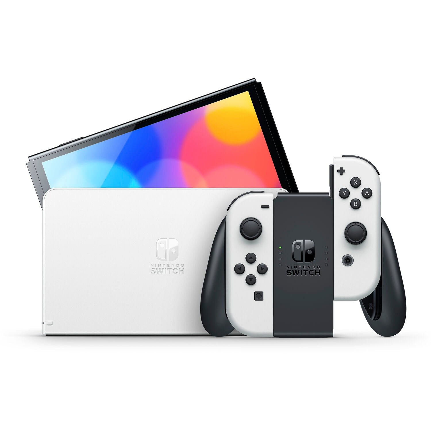 Nintendo Switch OLED White Console with Mario Kart 8, Steering Wheel Set and Screen Cleaning Cloth Bundle - Pro-Distributing