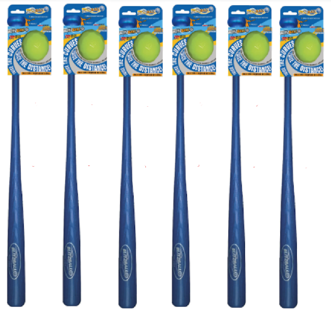 Blitzball Bat & Blitzball 6 Pack (6 bats & 6 balls) - Each bat and ball combo is in its own package - Pro-Distributing